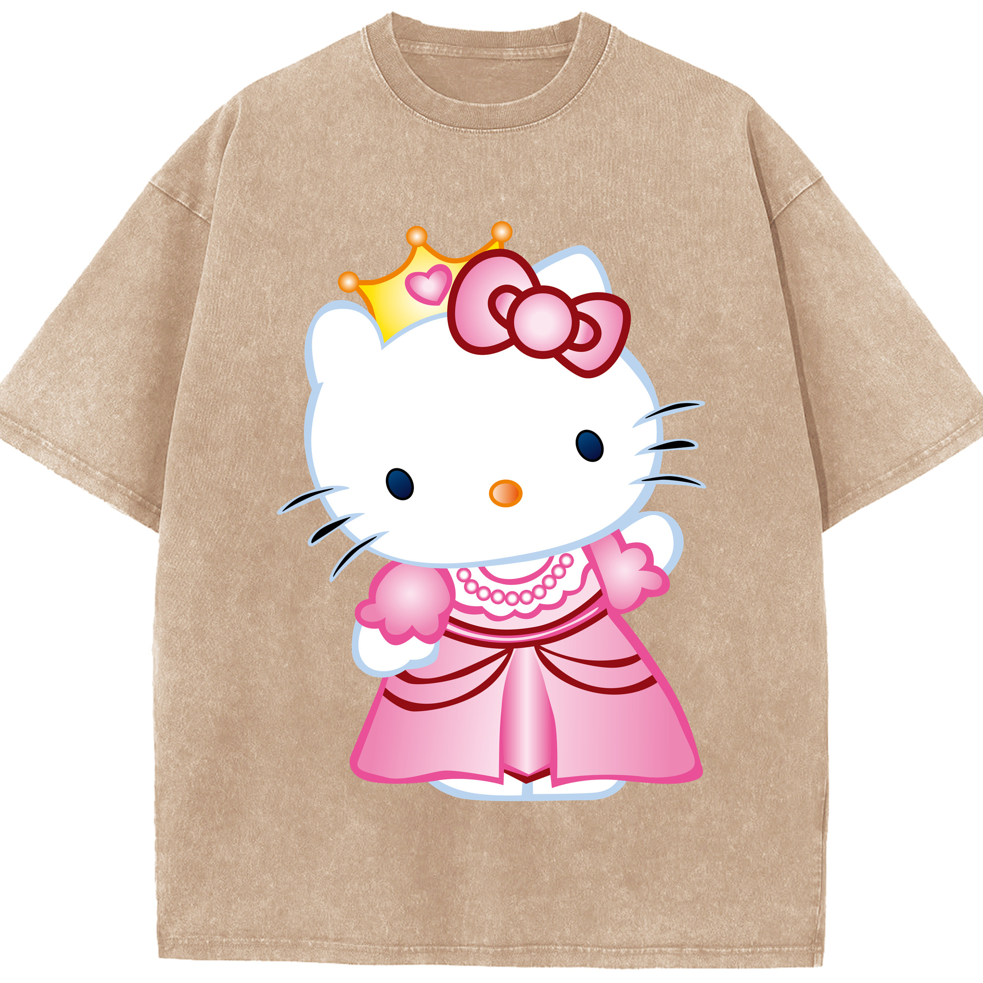 （画像用） Hello Kitty ハローキティ 綿100% ヴィンテージ風 半袖Tシャツ（フロントプリント）