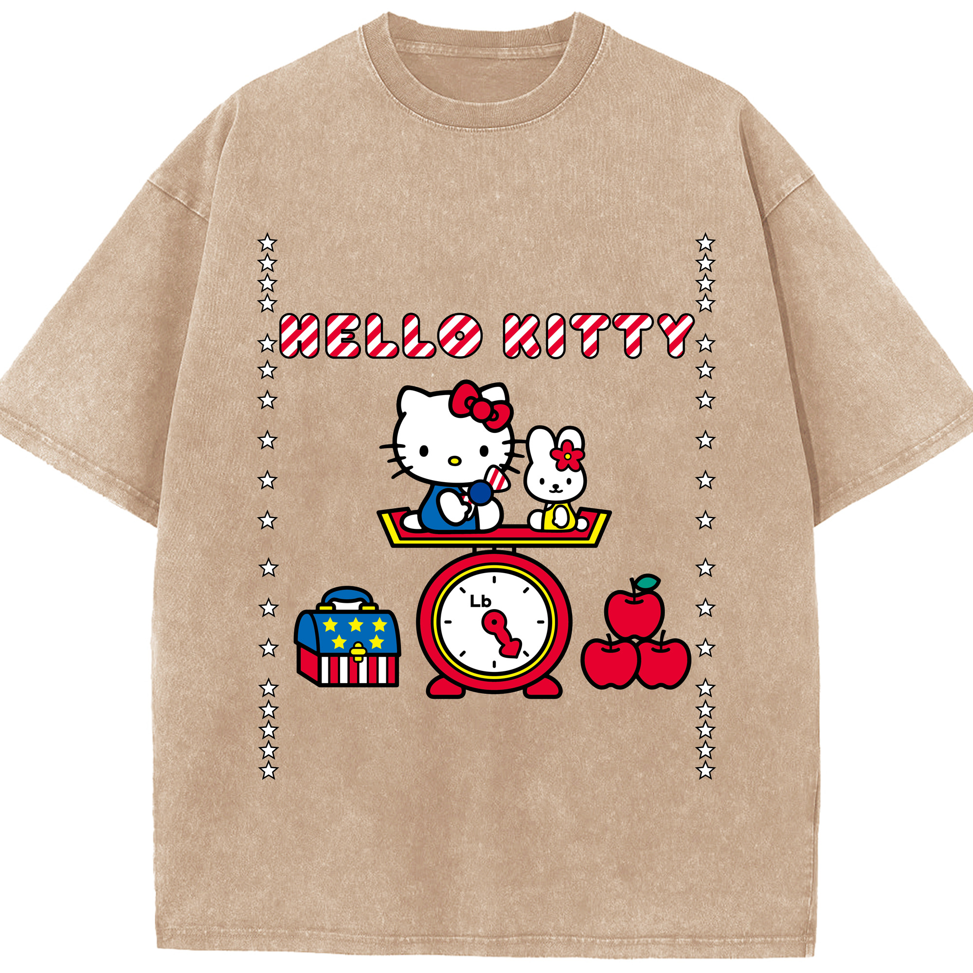 （画像用） Hello Kitty ハローキティ 綿100% ヴィンテージ風 半袖Tシャツ（フロントプリント）