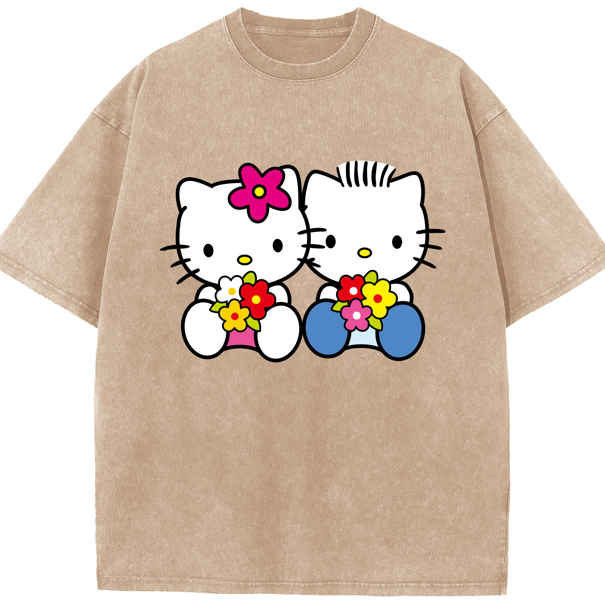 （画像用） Hello Kitty ハローキティ 綿100% ヴィンテージ風 半袖Tシャツ（フロントプリント）