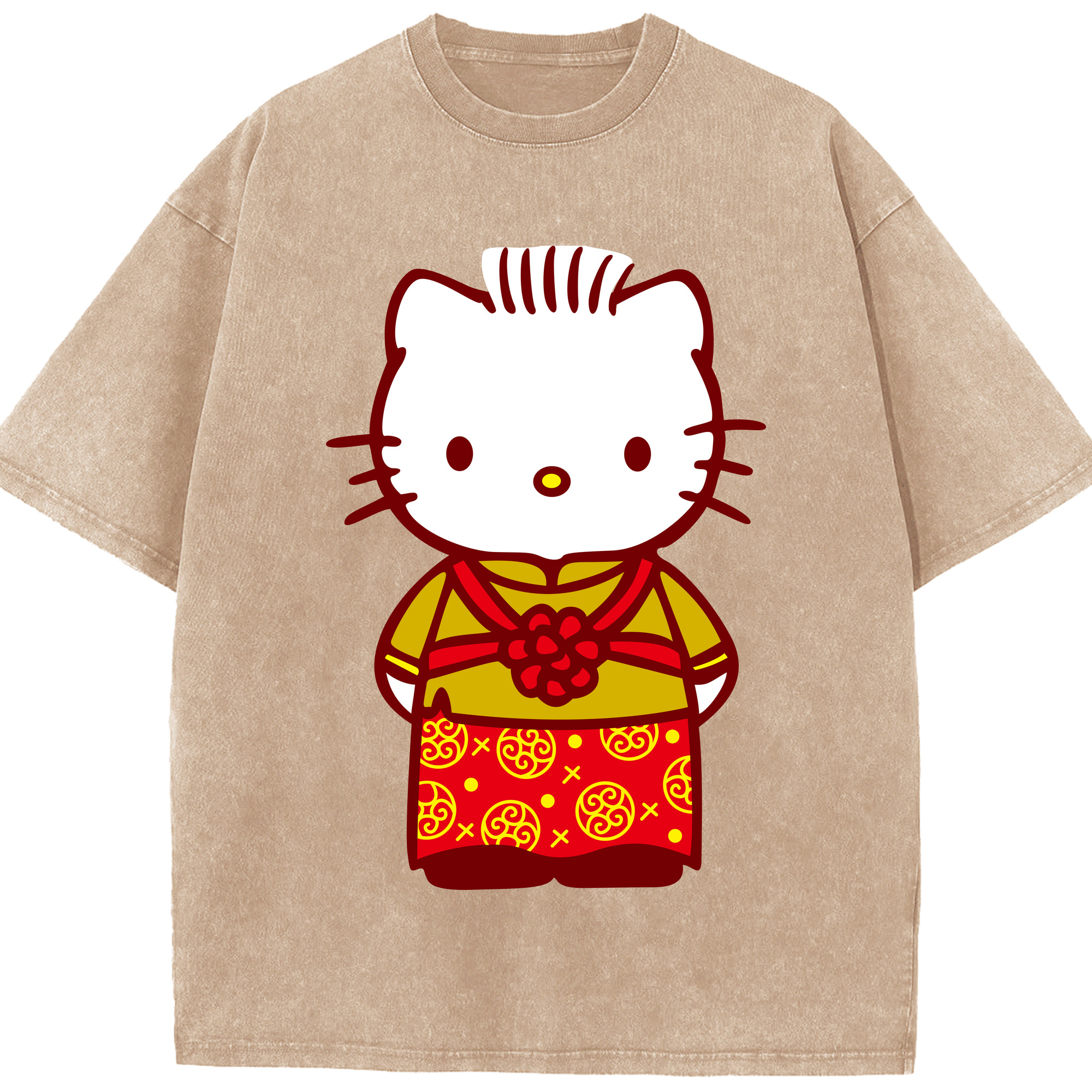 （画像用） Hello Kitty ハローキティ 綿100% ヴィンテージ風 半袖Tシャツ（フロントプリント）