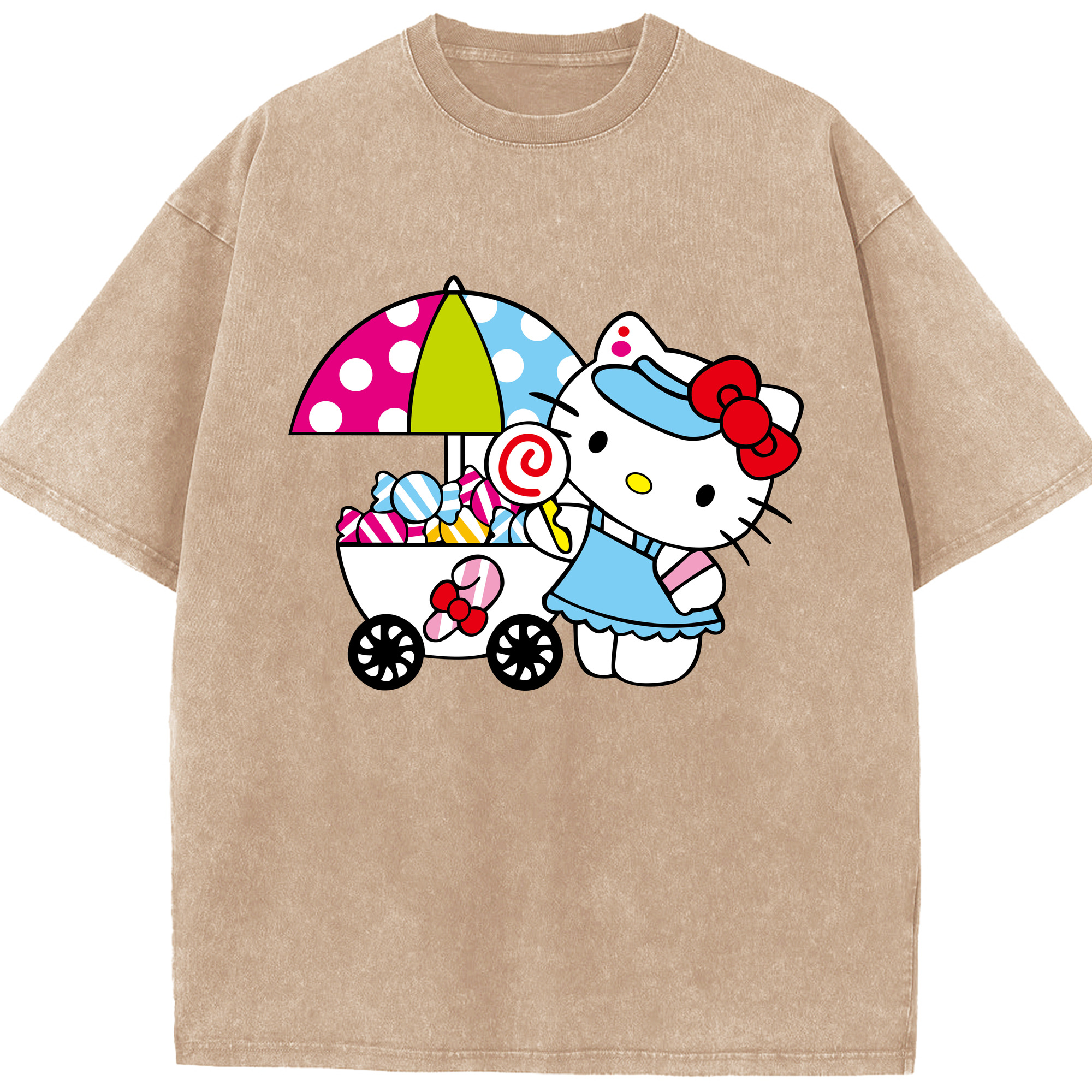 （画像用） Hello Kitty ハローキティ 綿100% ヴィンテージ風 半袖Tシャツ（フロントプリント）