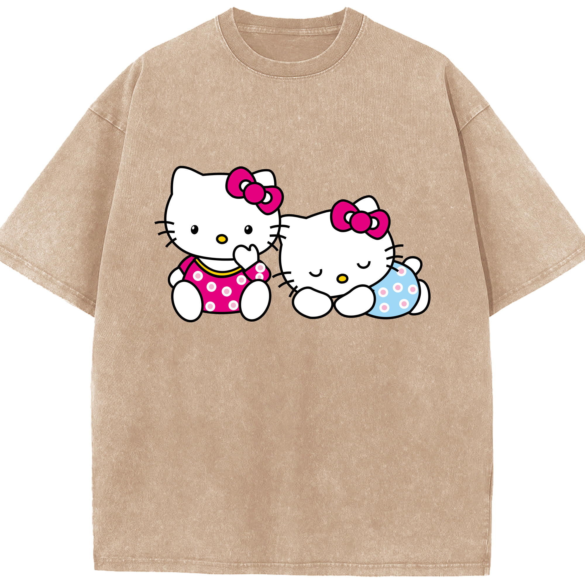 （画像用） Hello Kitty ハローキティ 綿100% ヴィンテージ風 半袖Tシャツ（フロントプリント）