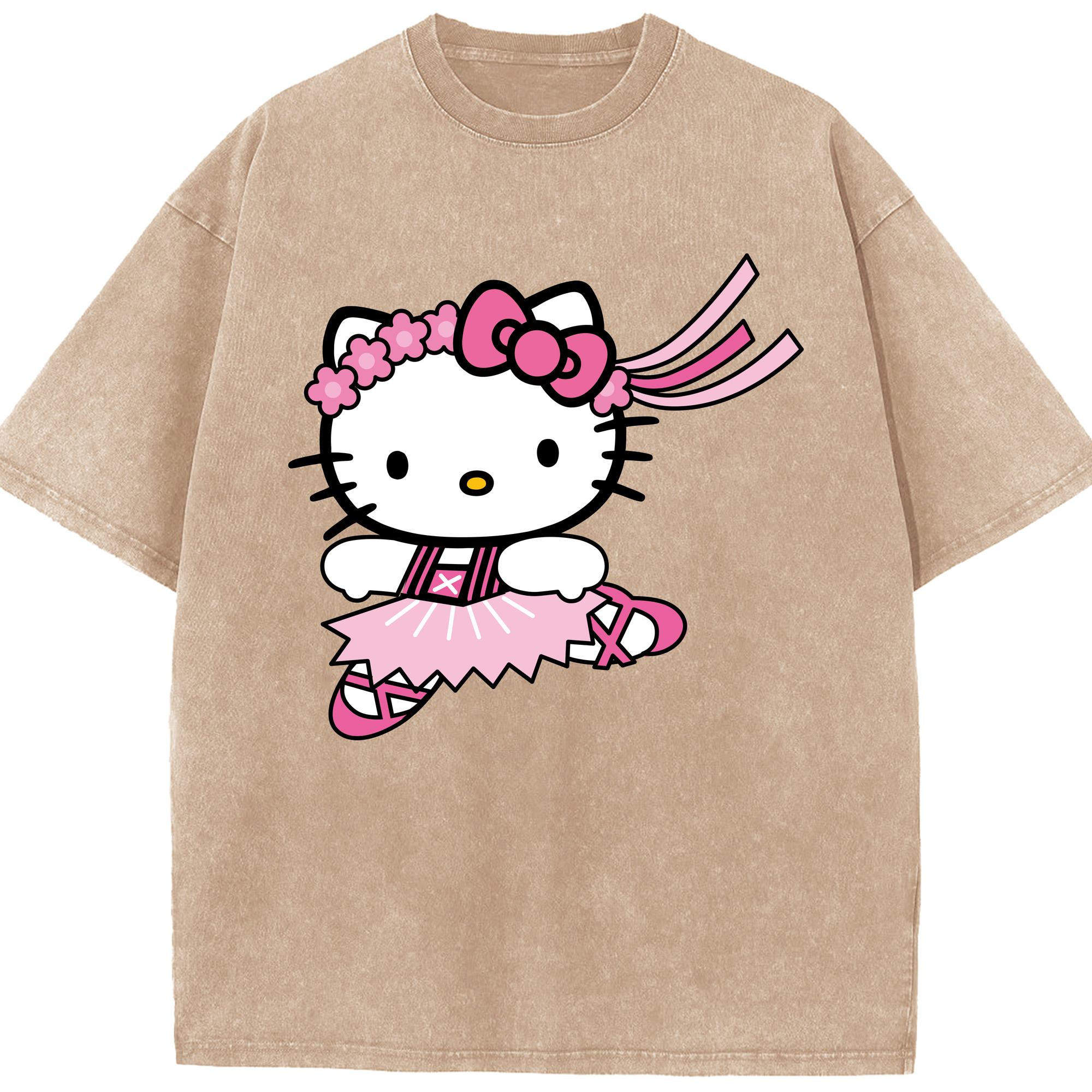 （画像用） Hello Kitty ハローキティ 綿100% ヴィンテージ風 半袖Tシャツ（フロントプリント）