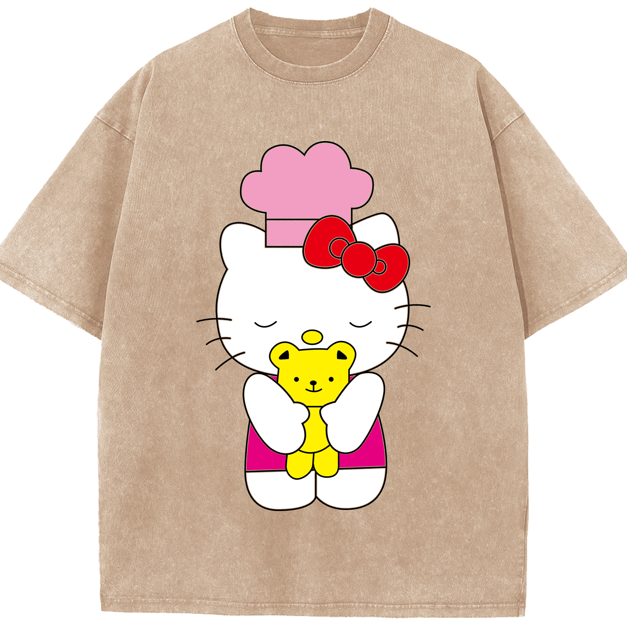 （画像用） Hello Kitty ハローキティ 綿100% ヴィンテージ風 半袖Tシャツ（フロントプリント）