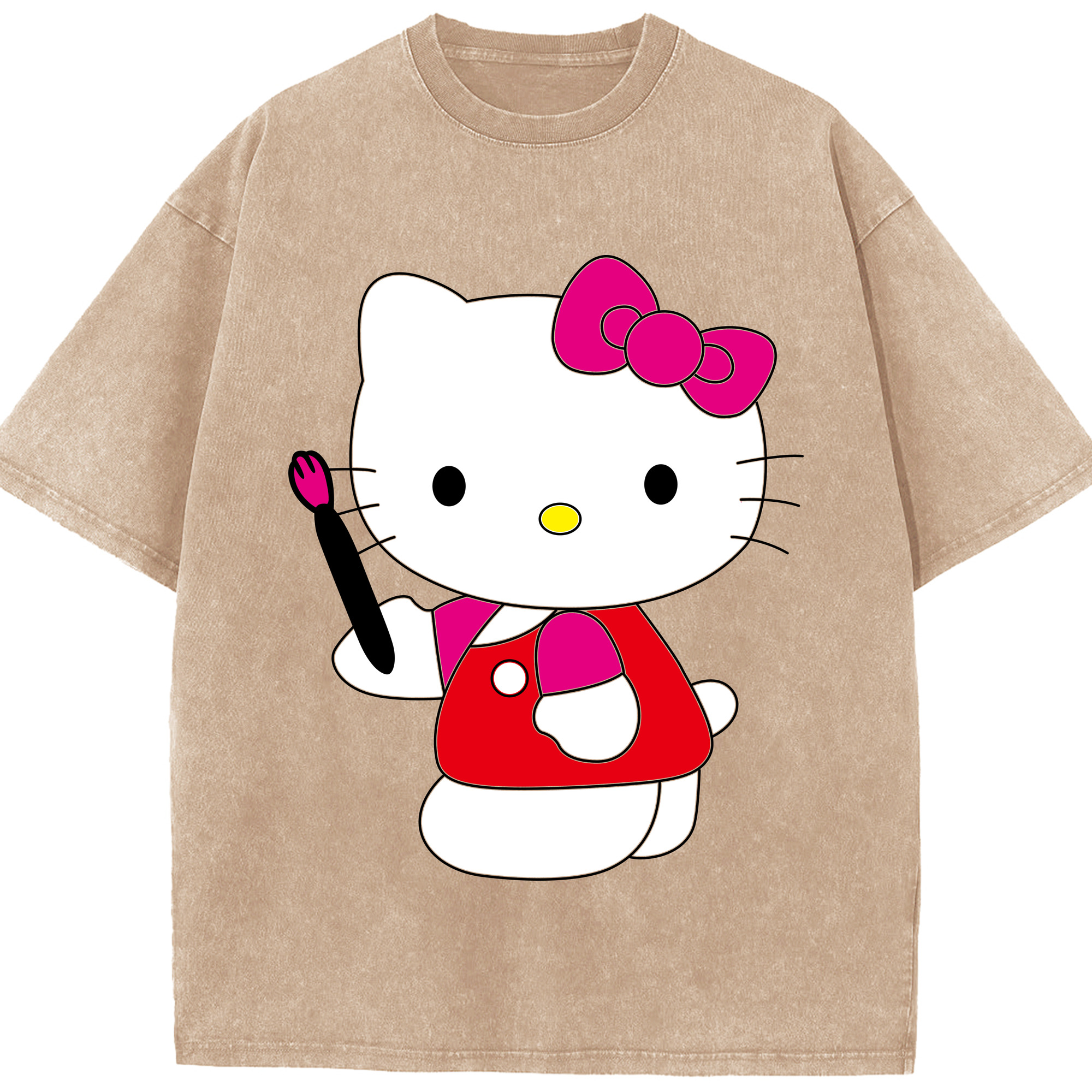 （画像用） Hello Kitty ハローキティ 綿100% ヴィンテージ風 半袖Tシャツ（フロントプリント）