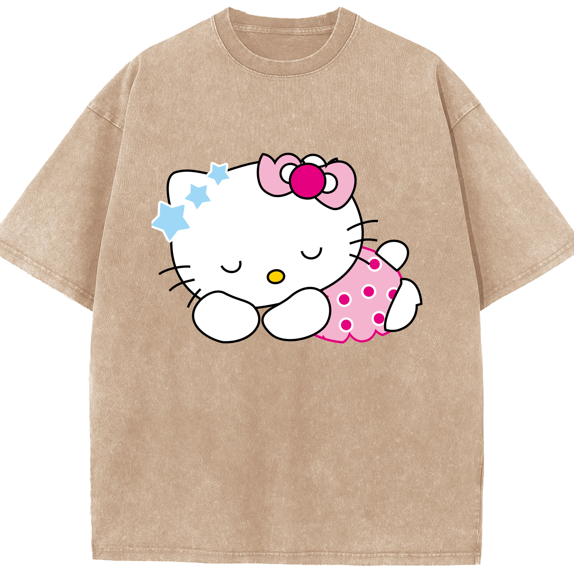 （画像用） Hello Kitty ハローキティ 綿100% ヴィンテージ風 半袖Tシャツ（フロントプリント）