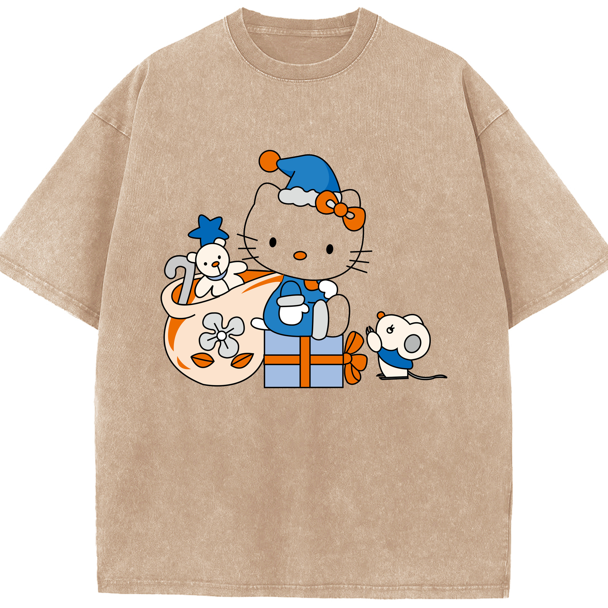 （画像用） Hello Kitty ハローキティ 綿100% ヴィンテージ風 半袖Tシャツ（フロントプリント）