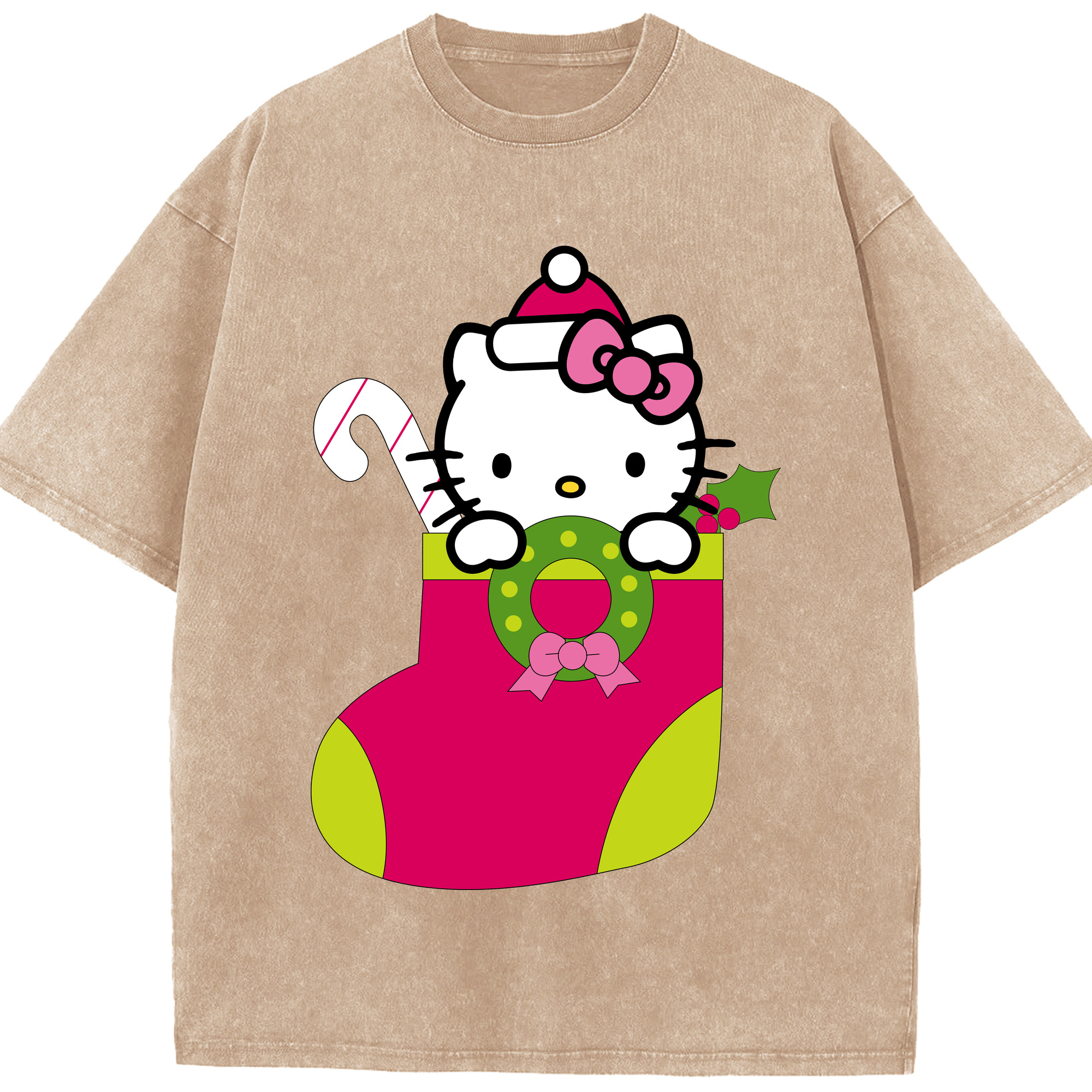 （画像用） Hello Kitty ハローキティ 綿100% ヴィンテージ風 半袖Tシャツ（フロントプリント）