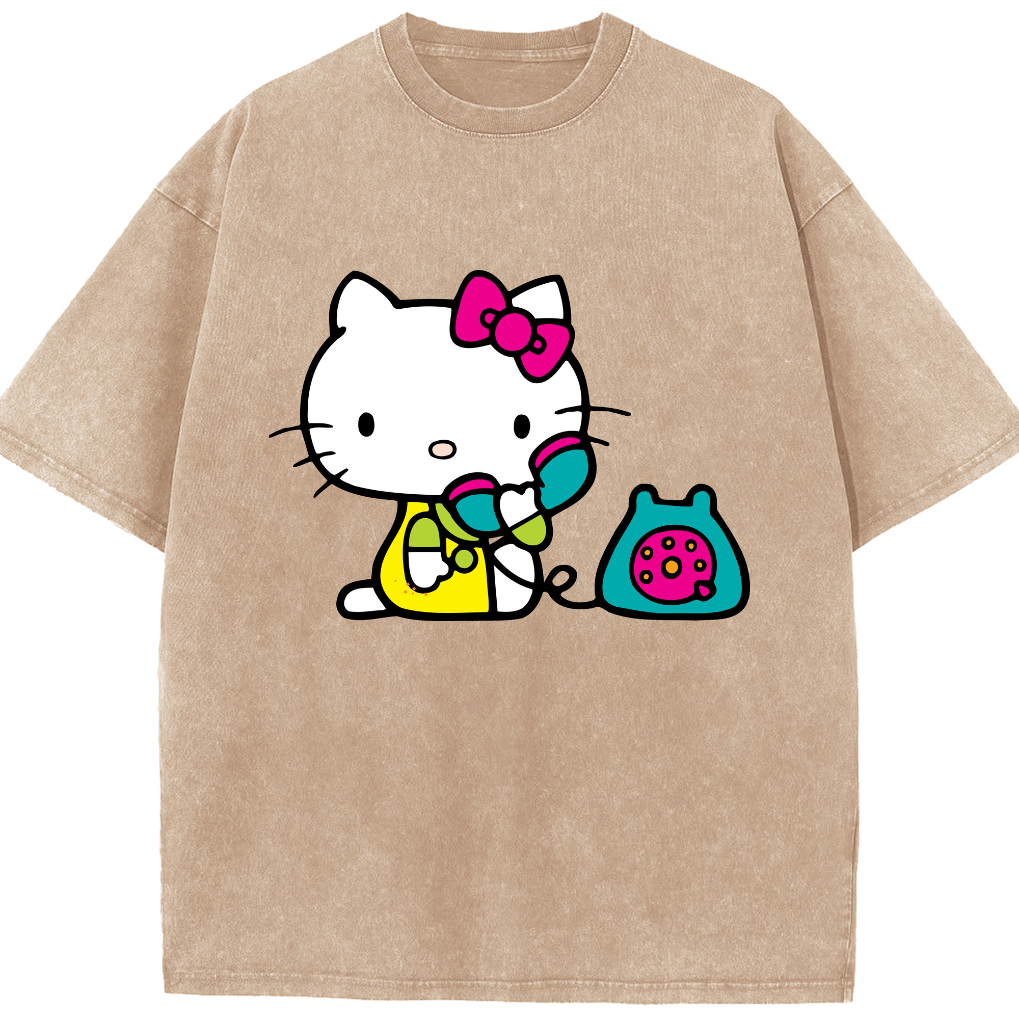 （画像用） Hello Kitty ハローキティ 綿100% ヴィンテージ風 半袖Tシャツ（フロントプリント）