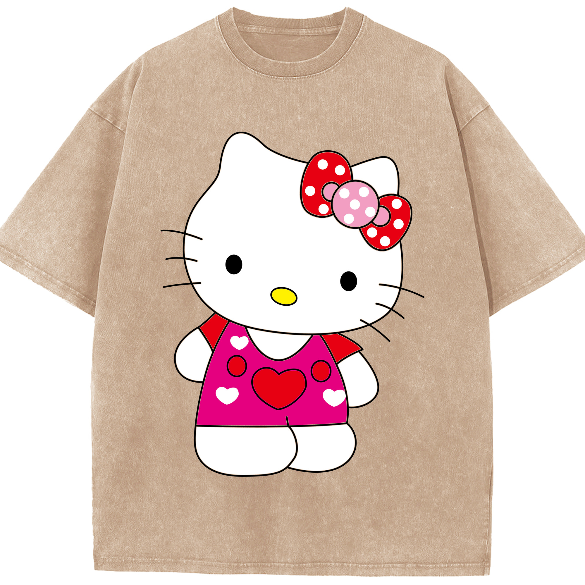 （画像用） Hello Kitty ハローキティ 綿100% ヴィンテージ風 半袖Tシャツ（フロントプリント）