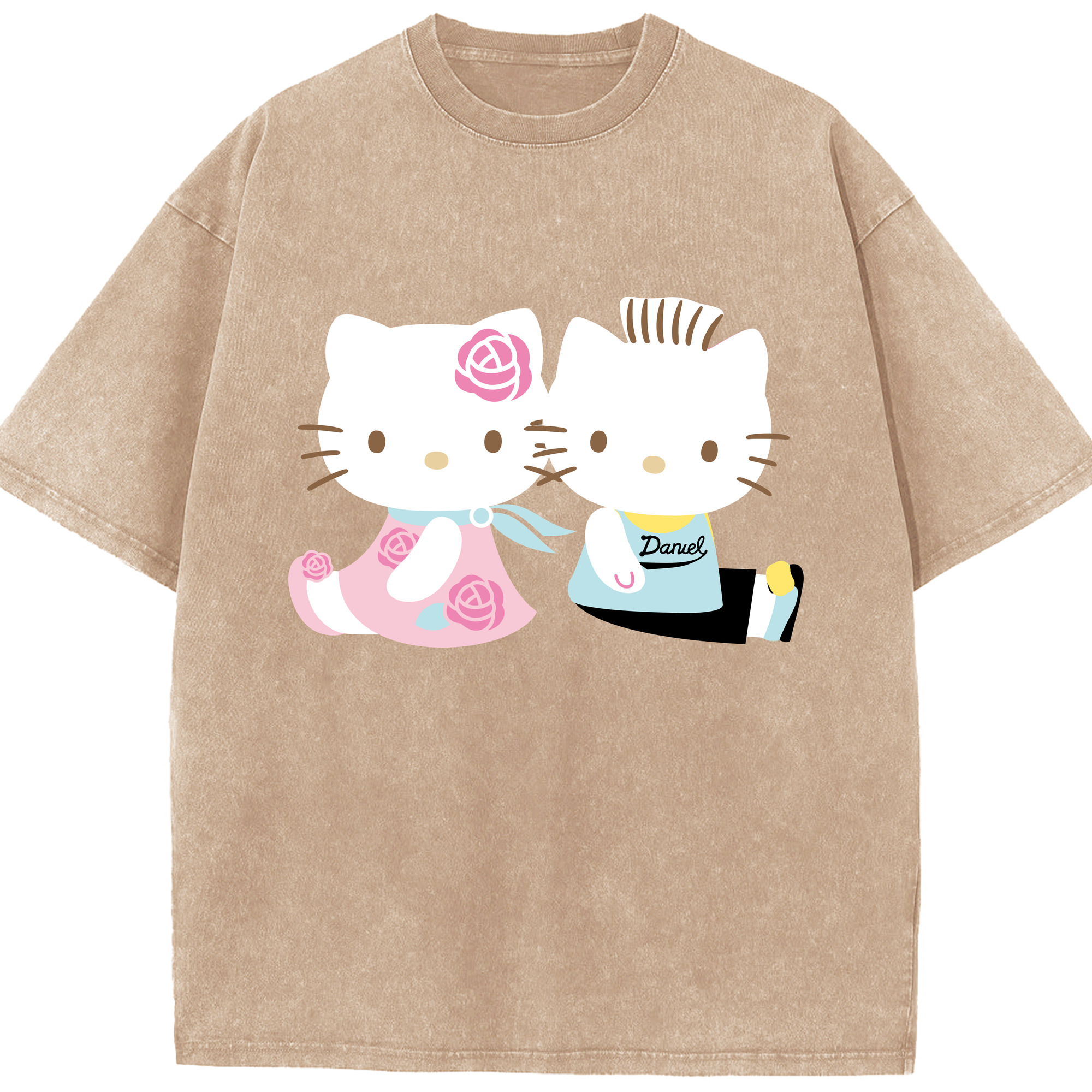 （画像用） Hello Kitty ハローキティ 綿100% ヴィンテージ風 半袖Tシャツ（フロントプリント）