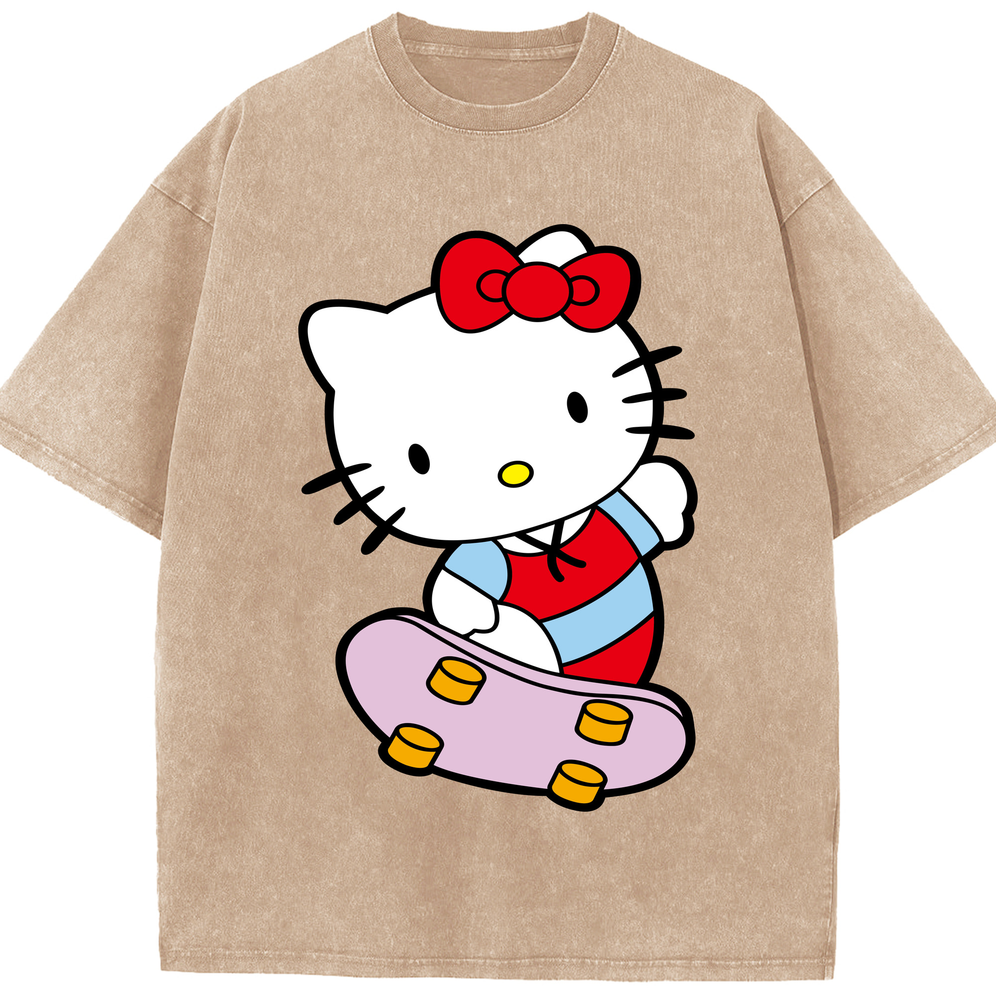 （画像用） Hello Kitty ハローキティ 綿100% ヴィンテージ風 半袖Tシャツ（フロントプリント）