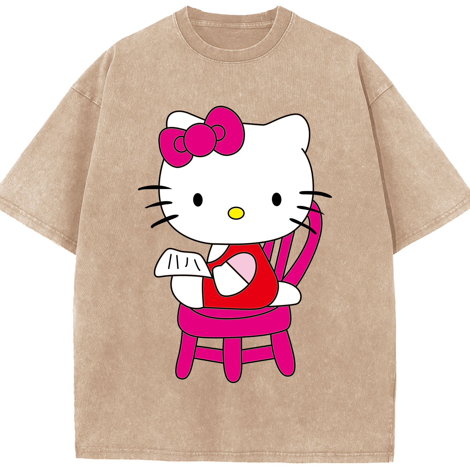 （画像用） Hello Kitty ハローキティ 綿100% ヴィンテージ風 半袖Tシャツ（フロントプリント）