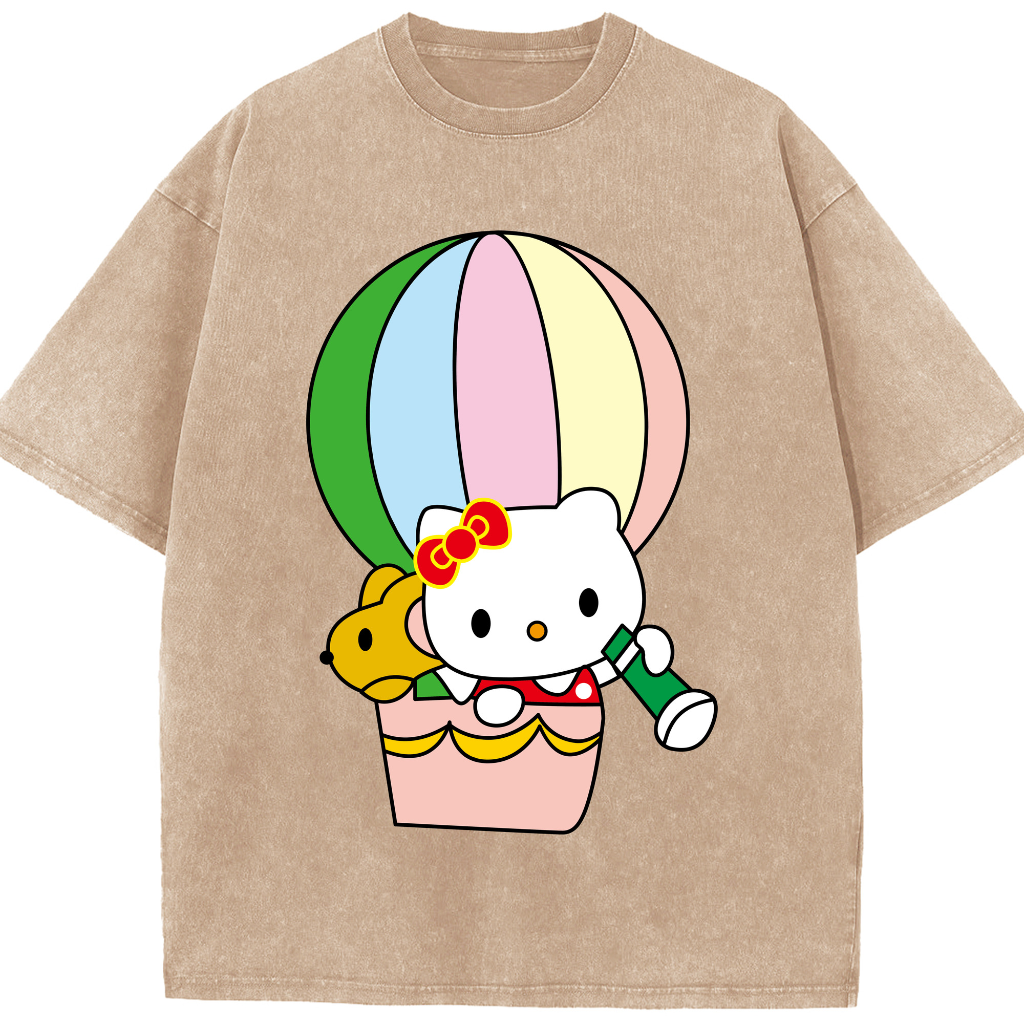 （画像用） Hello Kitty ハローキティ 綿100% ヴィンテージ風 半袖Tシャツ（フロントプリント）