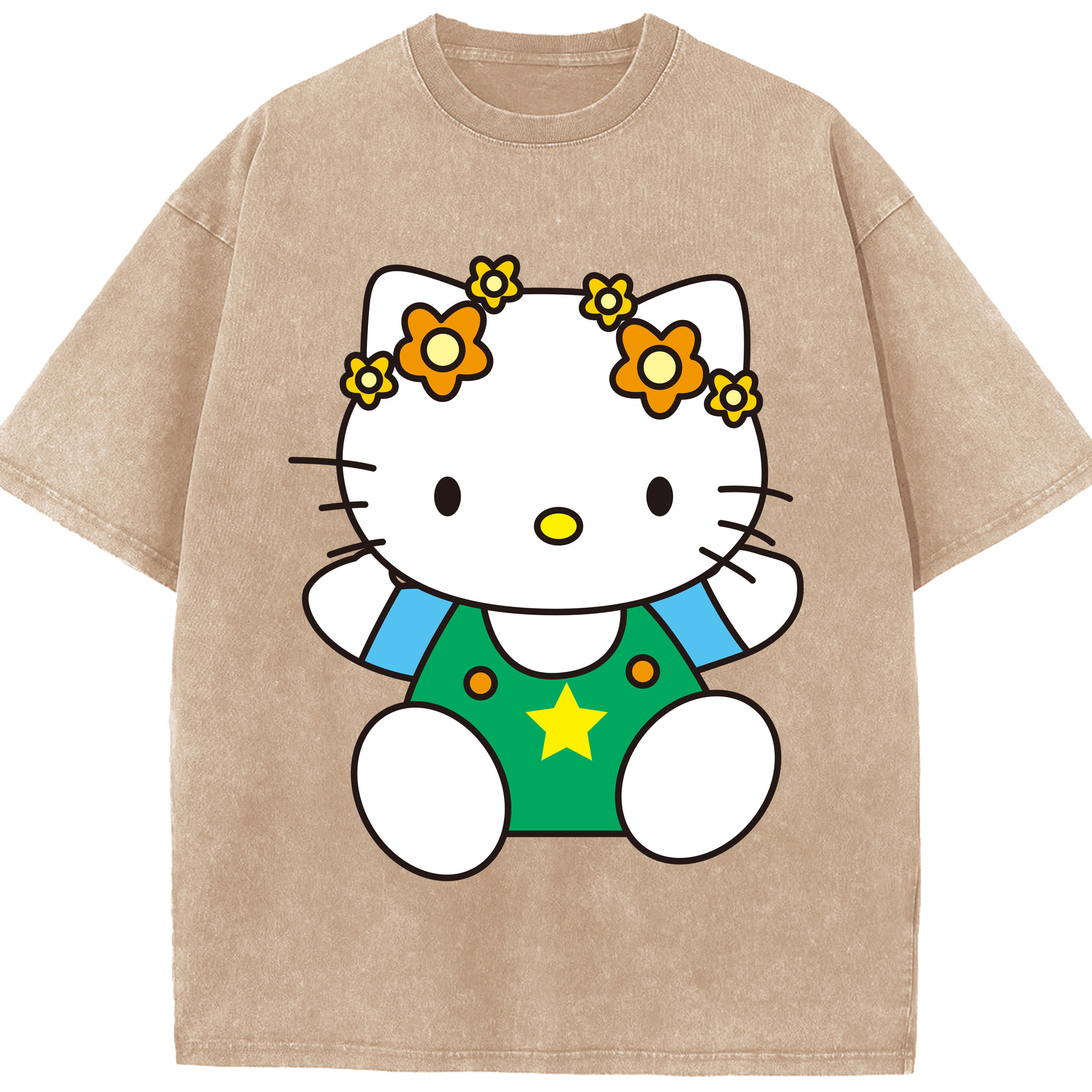 （画像用） Hello Kitty ハローキティ 綿100% ヴィンテージ風 半袖Tシャツ（フロントプリント）