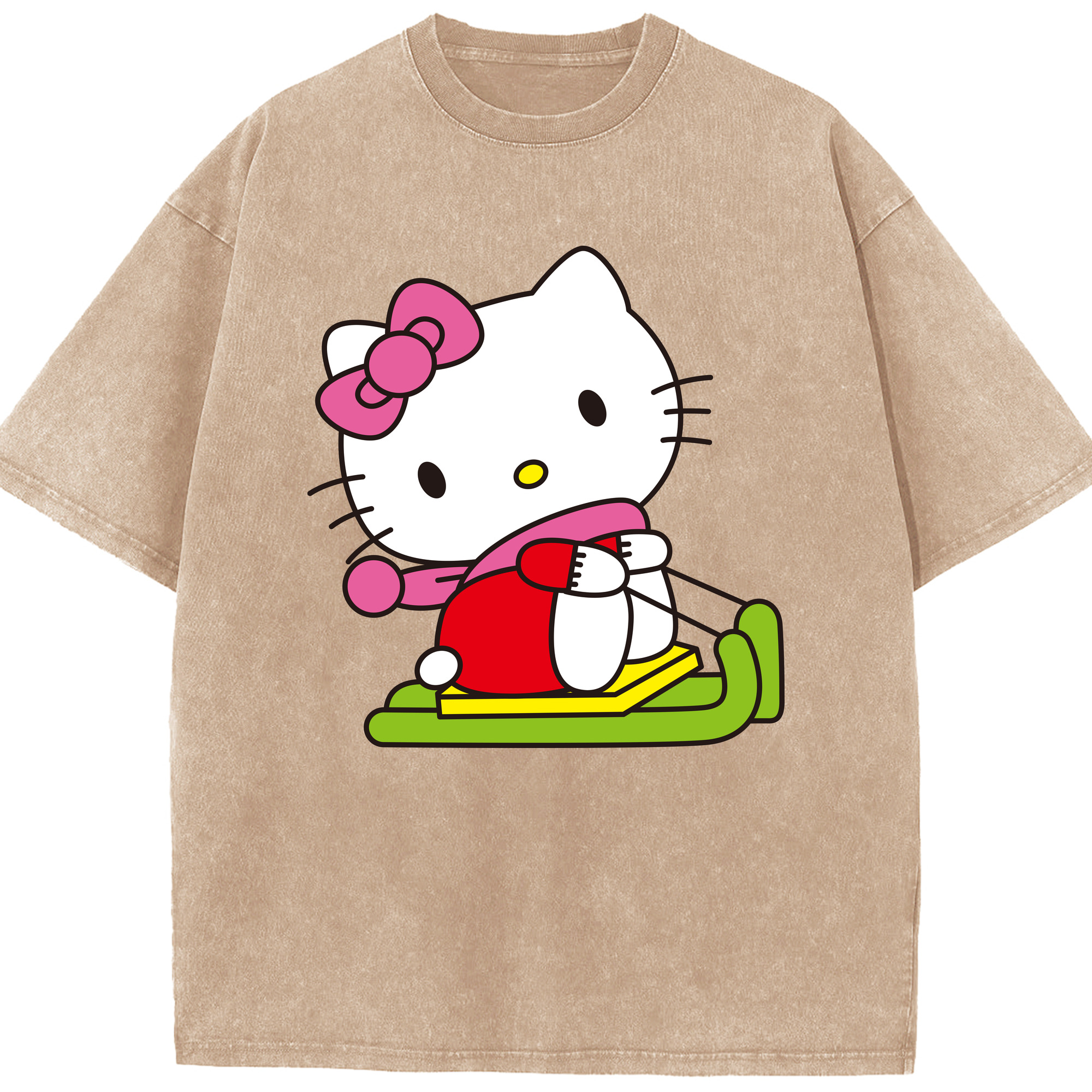 （画像用） Hello Kitty ハローキティ 綿100% ヴィンテージ風 半袖Tシャツ（フロントプリント）
