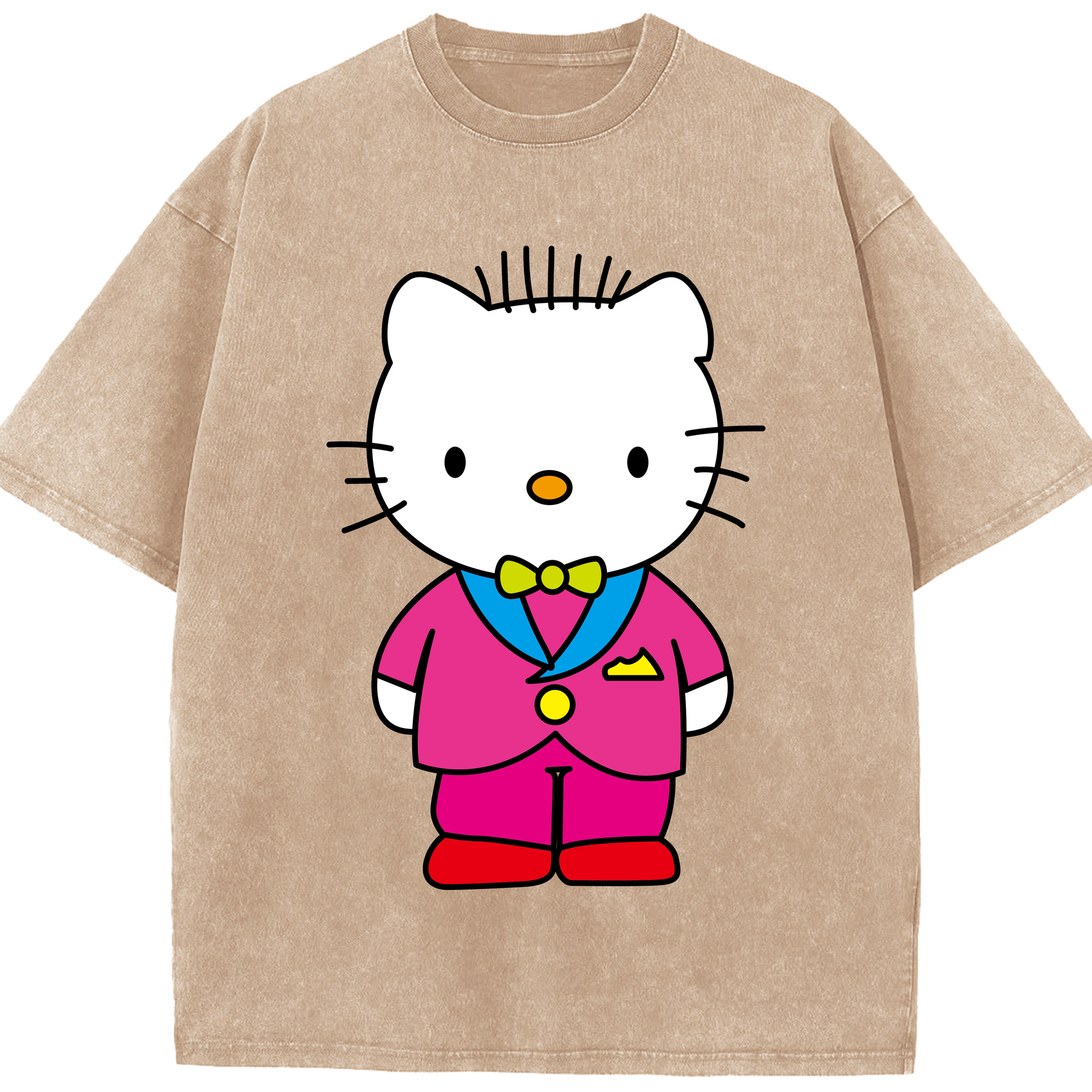 （画像用） Hello Kitty ハローキティ 綿100% ヴィンテージ風 半袖Tシャツ（フロントプリント）