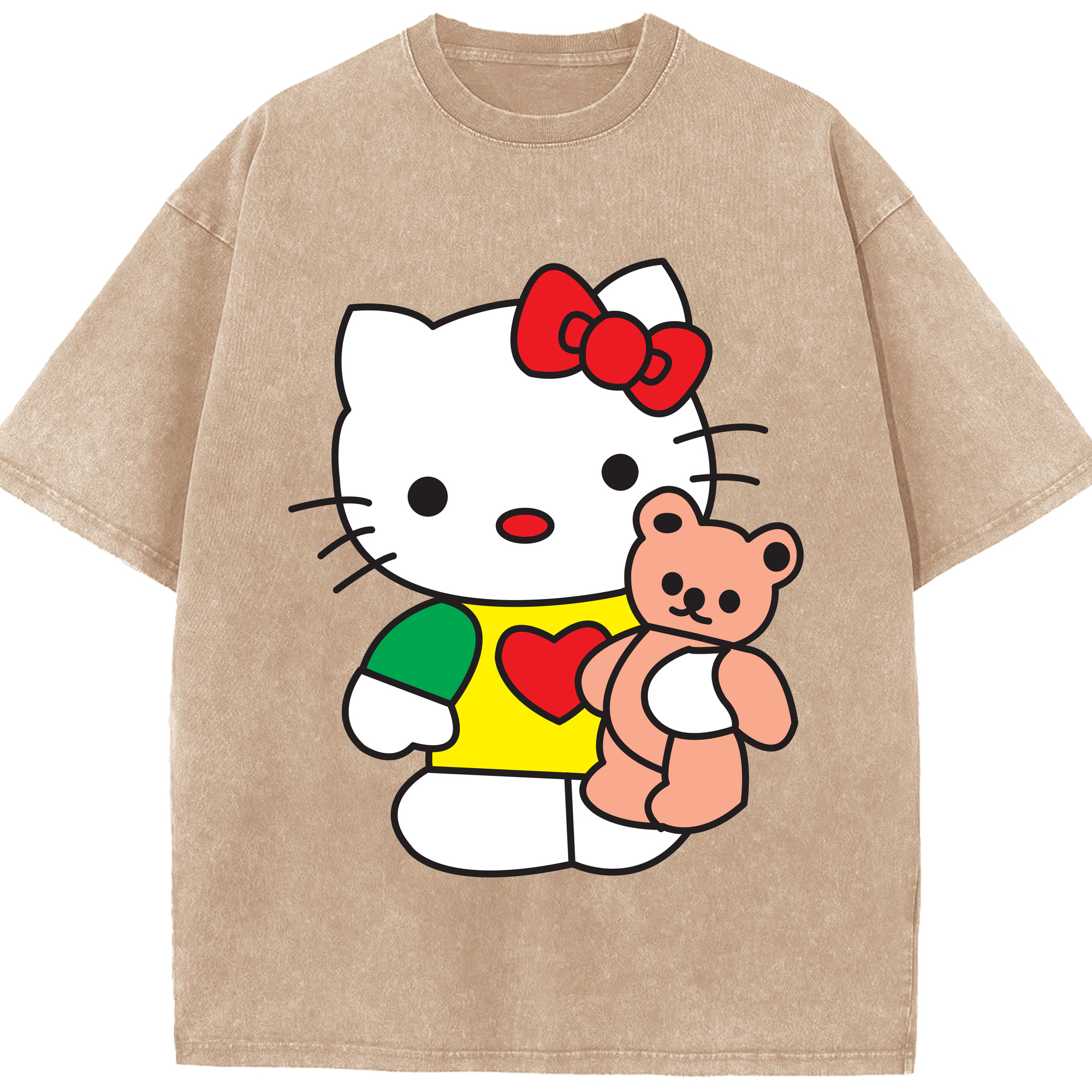 （画像用） Hello Kitty ハローキティ 綿100% ヴィンテージ風 半袖Tシャツ（フロントプリント）