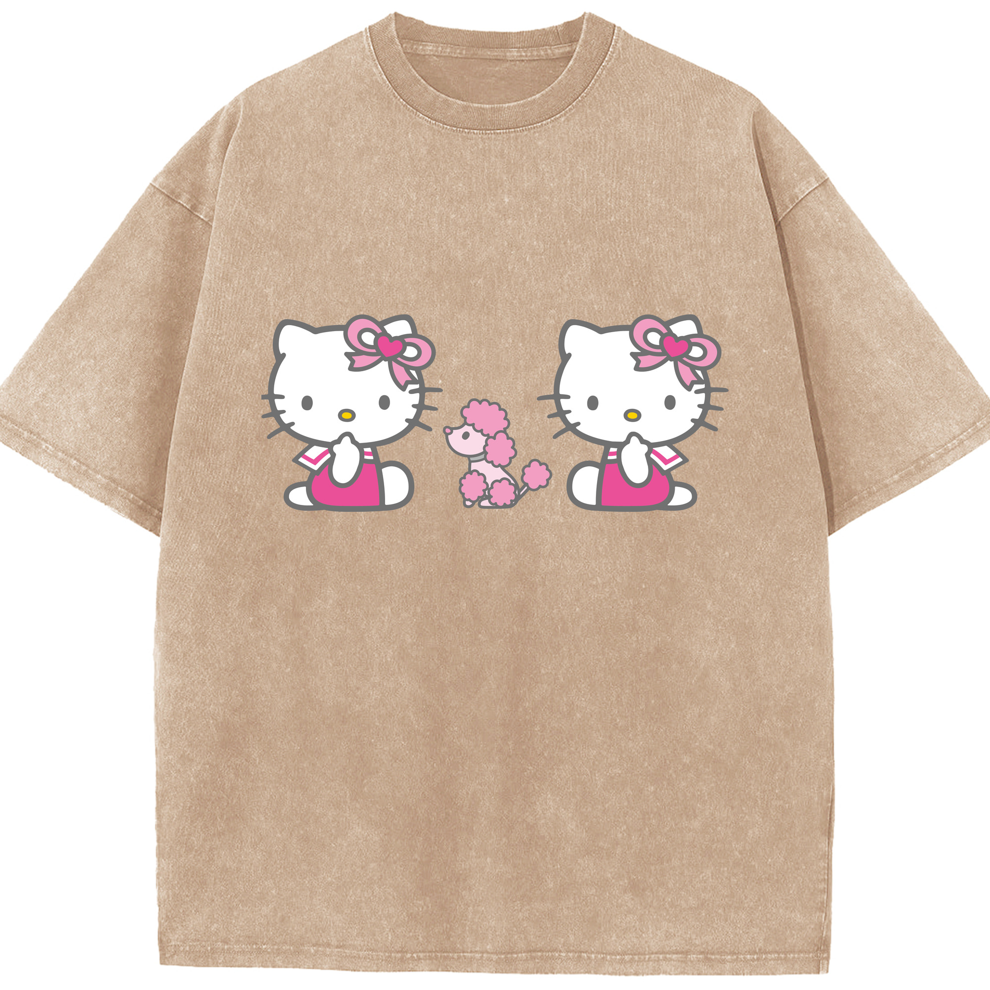（画像用） Hello Kitty ハローキティ 綿100% ヴィンテージ風 半袖Tシャツ（フロントプリント）