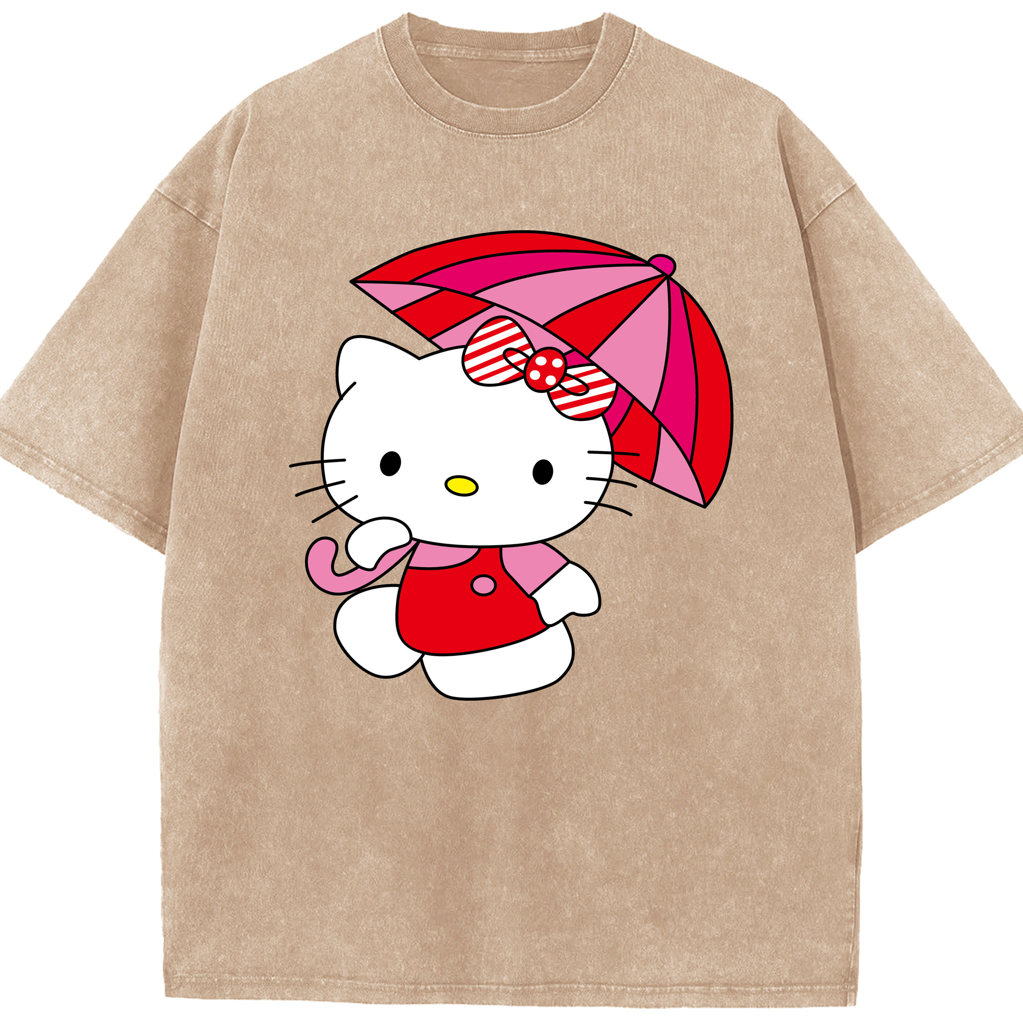 （画像用） Hello Kitty ハローキティ 綿100% ヴィンテージ風 半袖Tシャツ（フロントプリント）