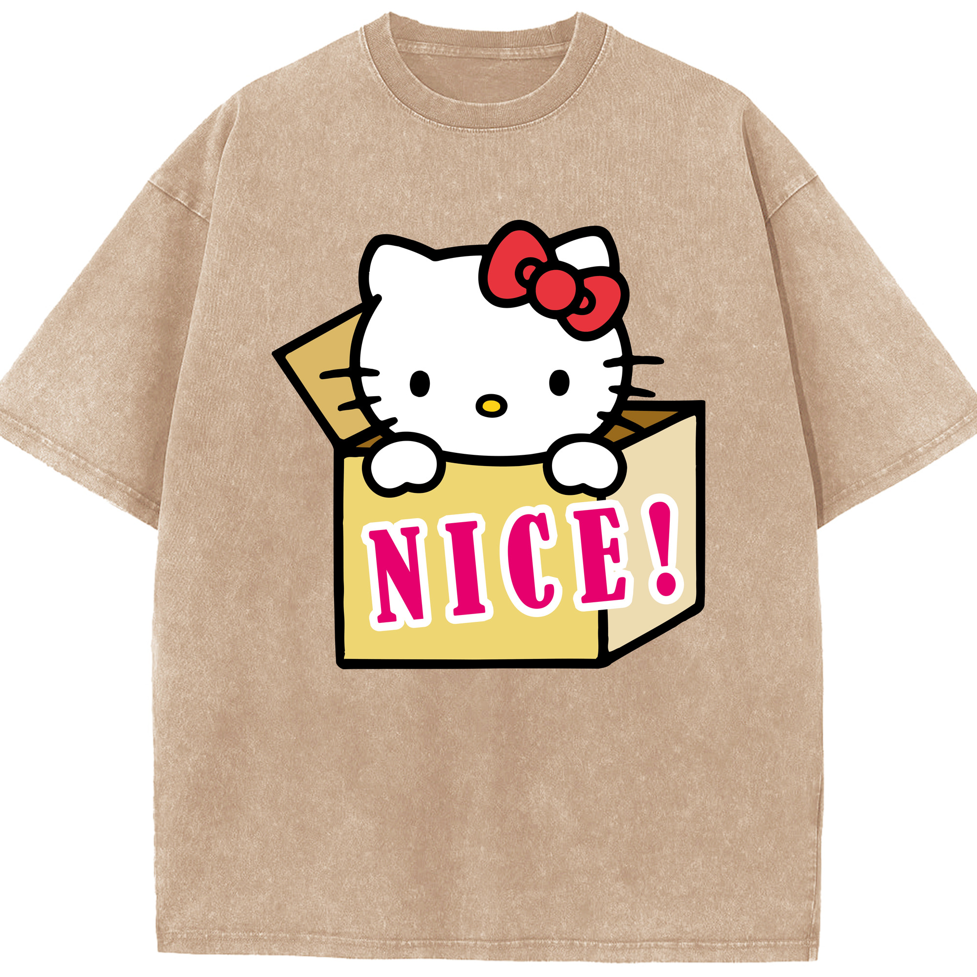 （画像用） Hello Kitty ハローキティ 綿100% ヴィンテージ風 半袖Tシャツ（フロントプリント）