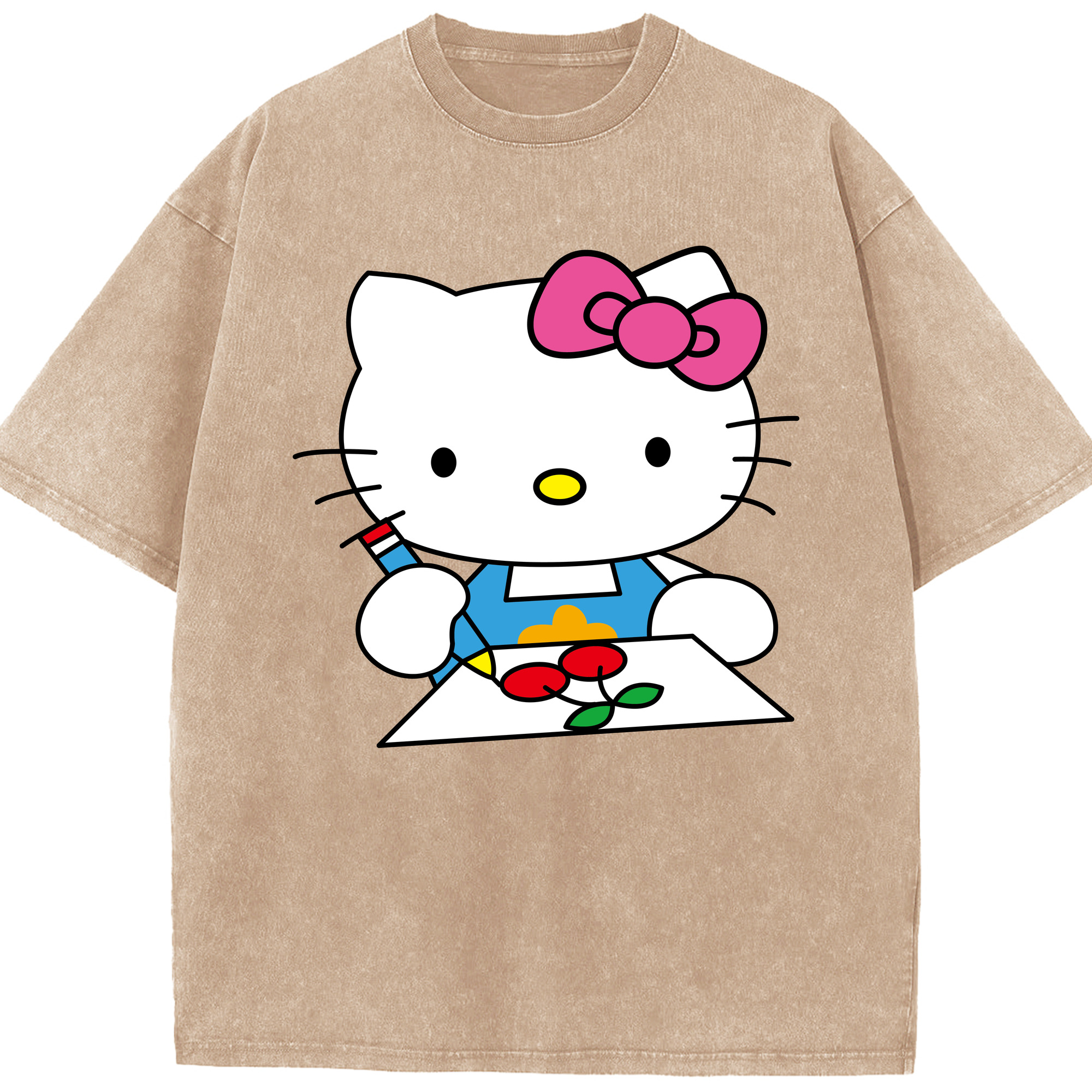 （画像用） Hello Kitty ハローキティ 綿100% ヴィンテージ風 半袖Tシャツ（フロントプリント）