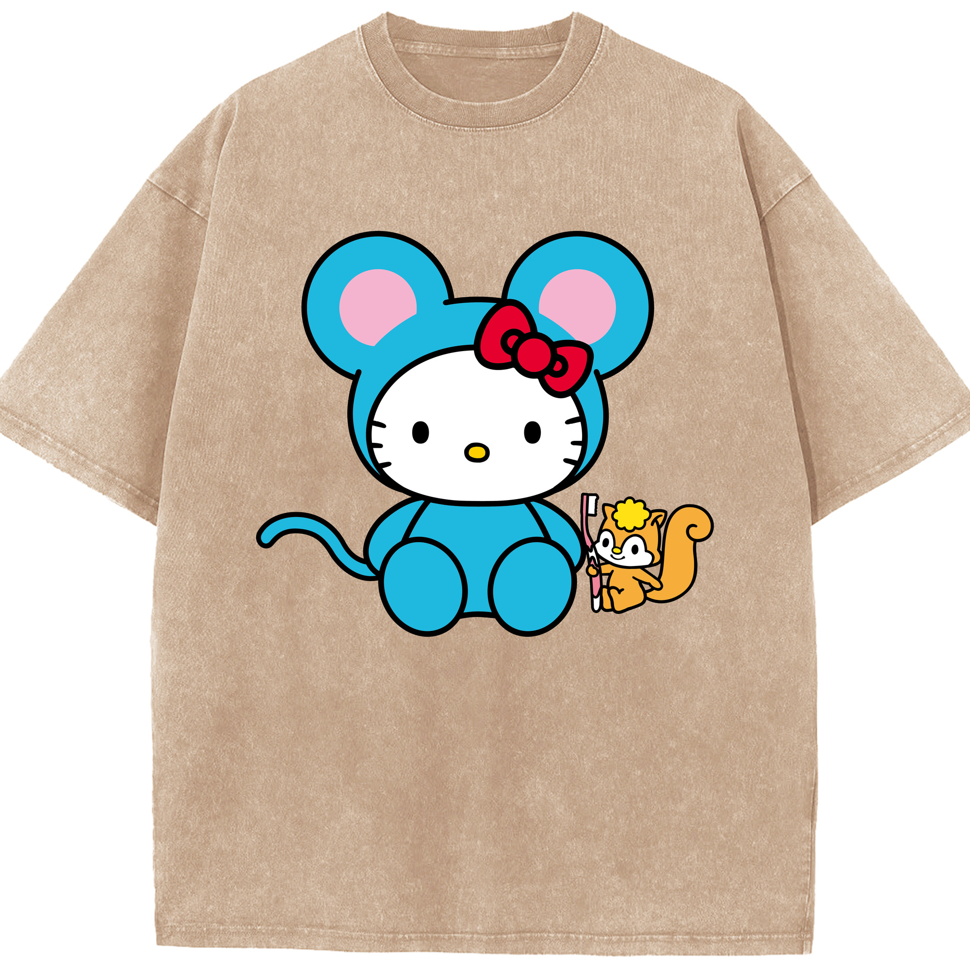 （画像用） Hello Kitty ハローキティ 綿100% ヴィンテージ風 半袖Tシャツ（フロントプリント）