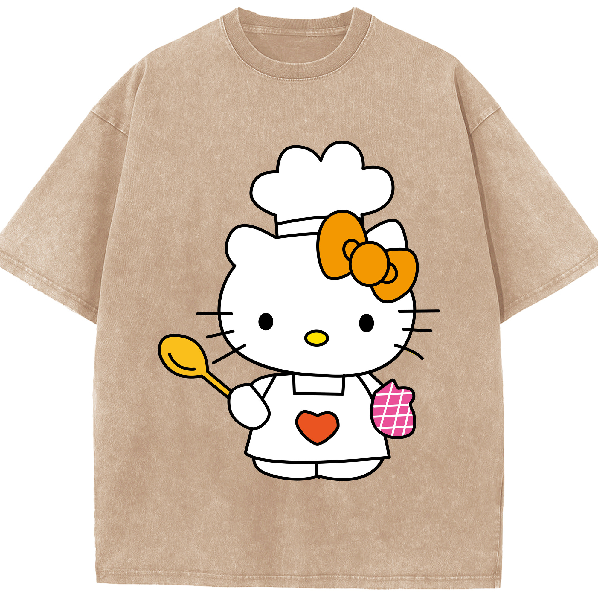（画像用） Hello Kitty ハローキティ 綿100% ヴィンテージ風 半袖Tシャツ（フロントプリント）