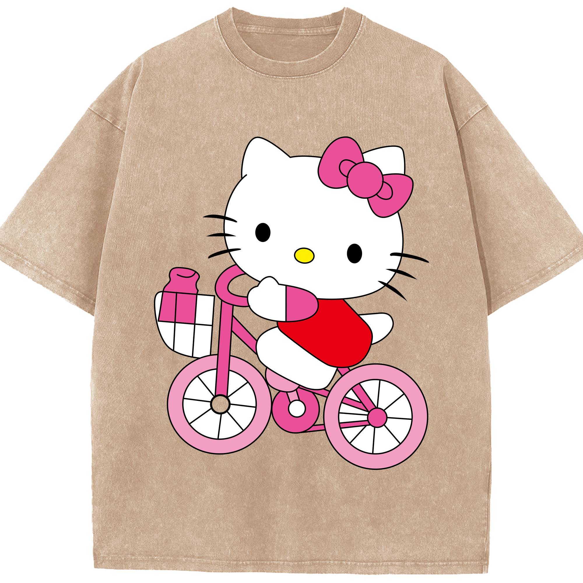（画像用） Hello Kitty ハローキティ 綿100% ヴィンテージ風 半袖Tシャツ（フロントプリント）