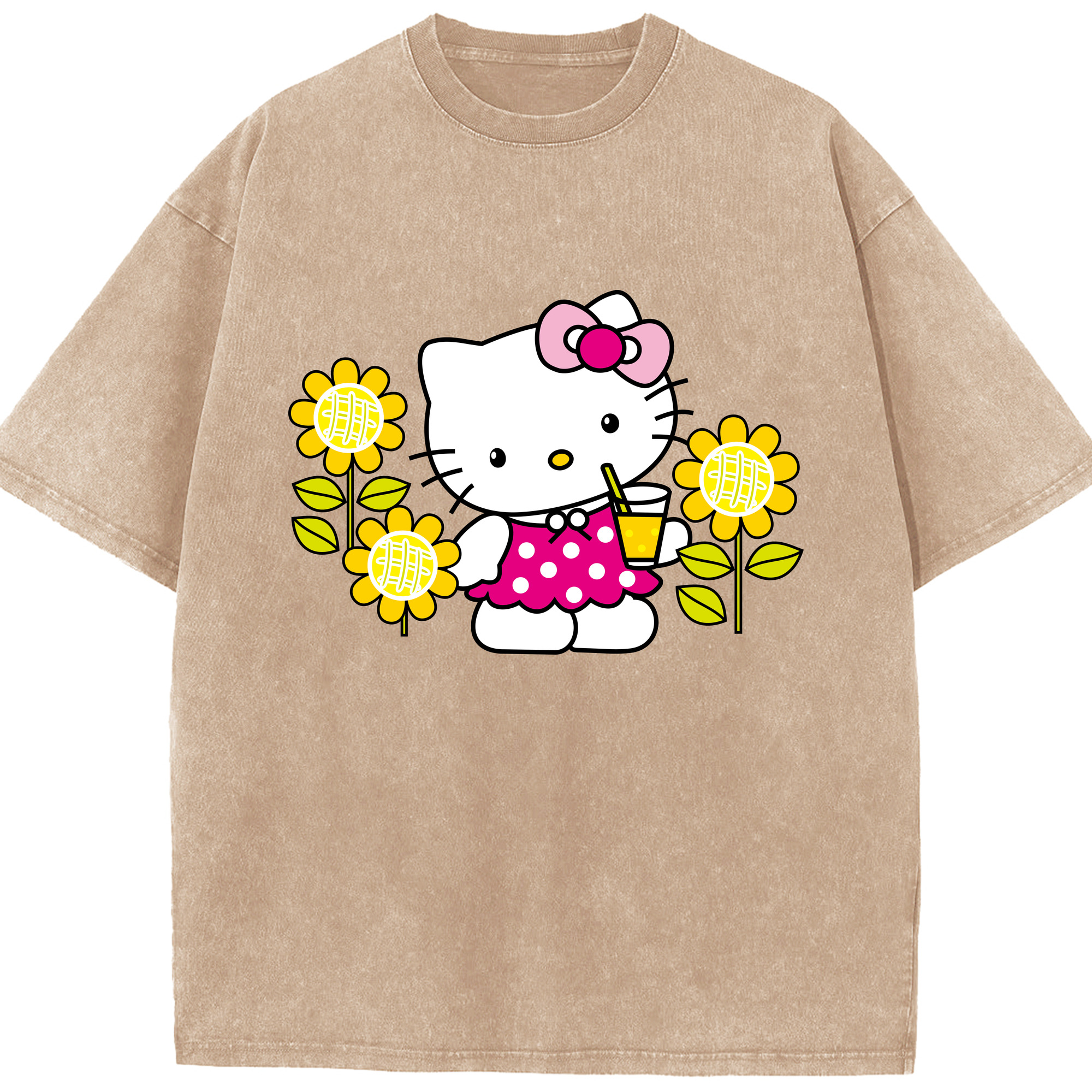 （画像用） Hello Kitty ハローキティ 綿100% ヴィンテージ風 半袖Tシャツ（フロントプリント）
