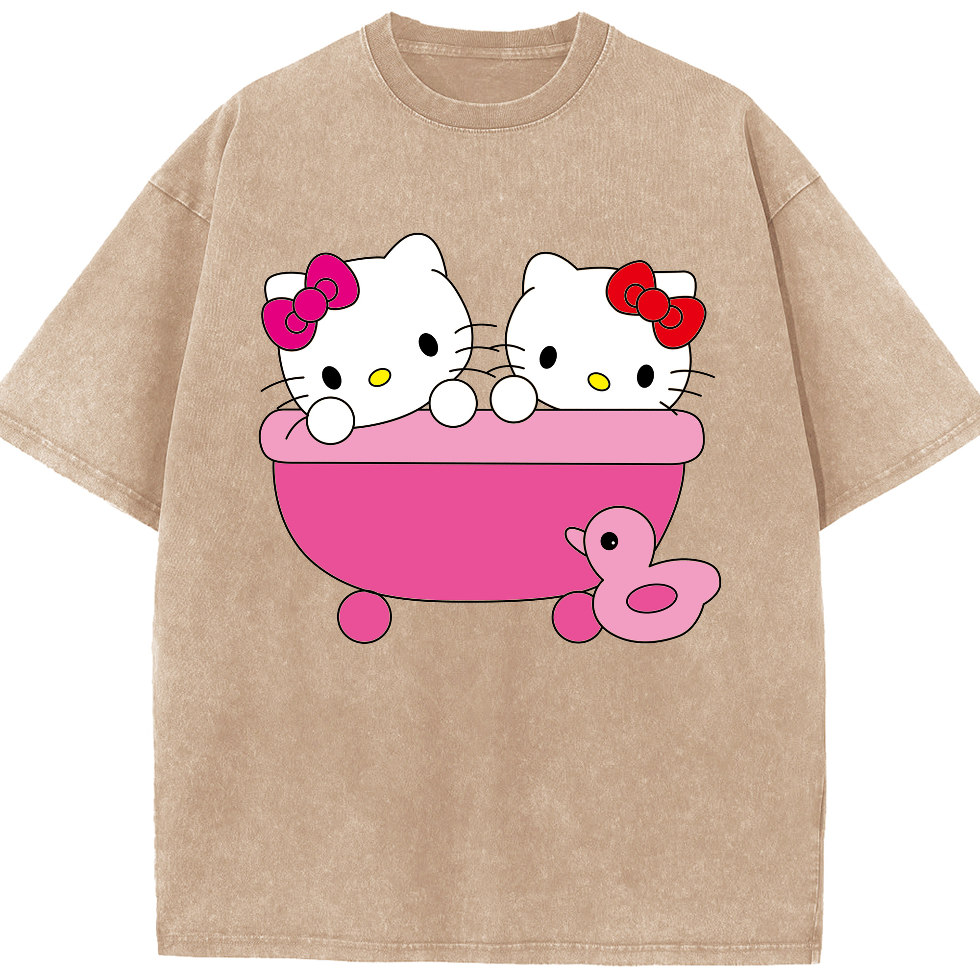 （画像用） Hello Kitty ハローキティ 綿100% ヴィンテージ風 半袖Tシャツ（フロントプリント）