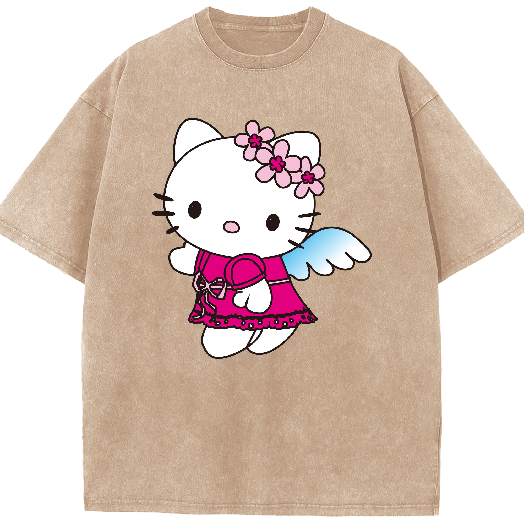 （画像用） Hello Kitty ハローキティ 綿100% ヴィンテージ風 半袖Tシャツ（フロントプリント）