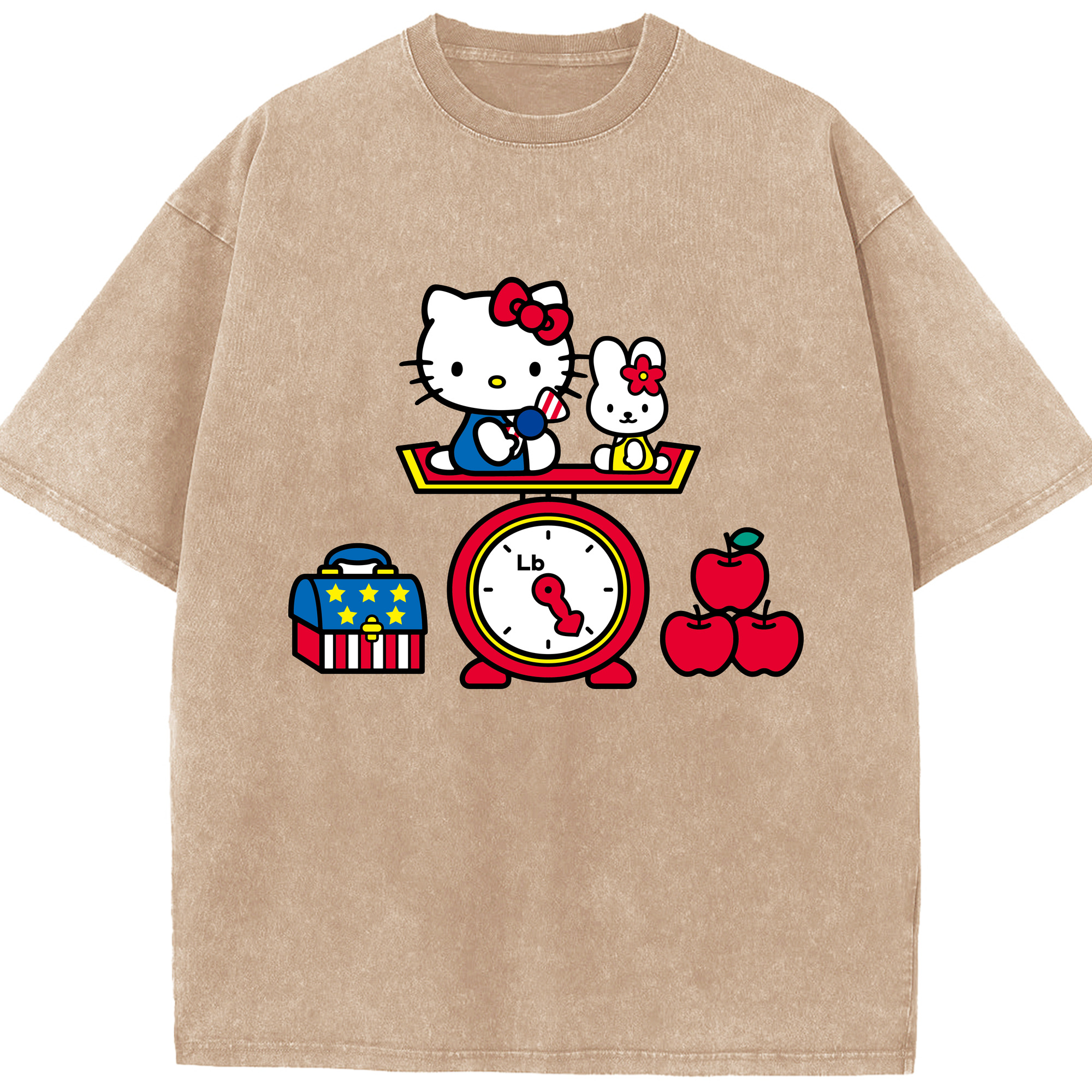 （画像用） Hello Kitty ハローキティ 綿100% ヴィンテージ風 半袖Tシャツ（フロントプリント）