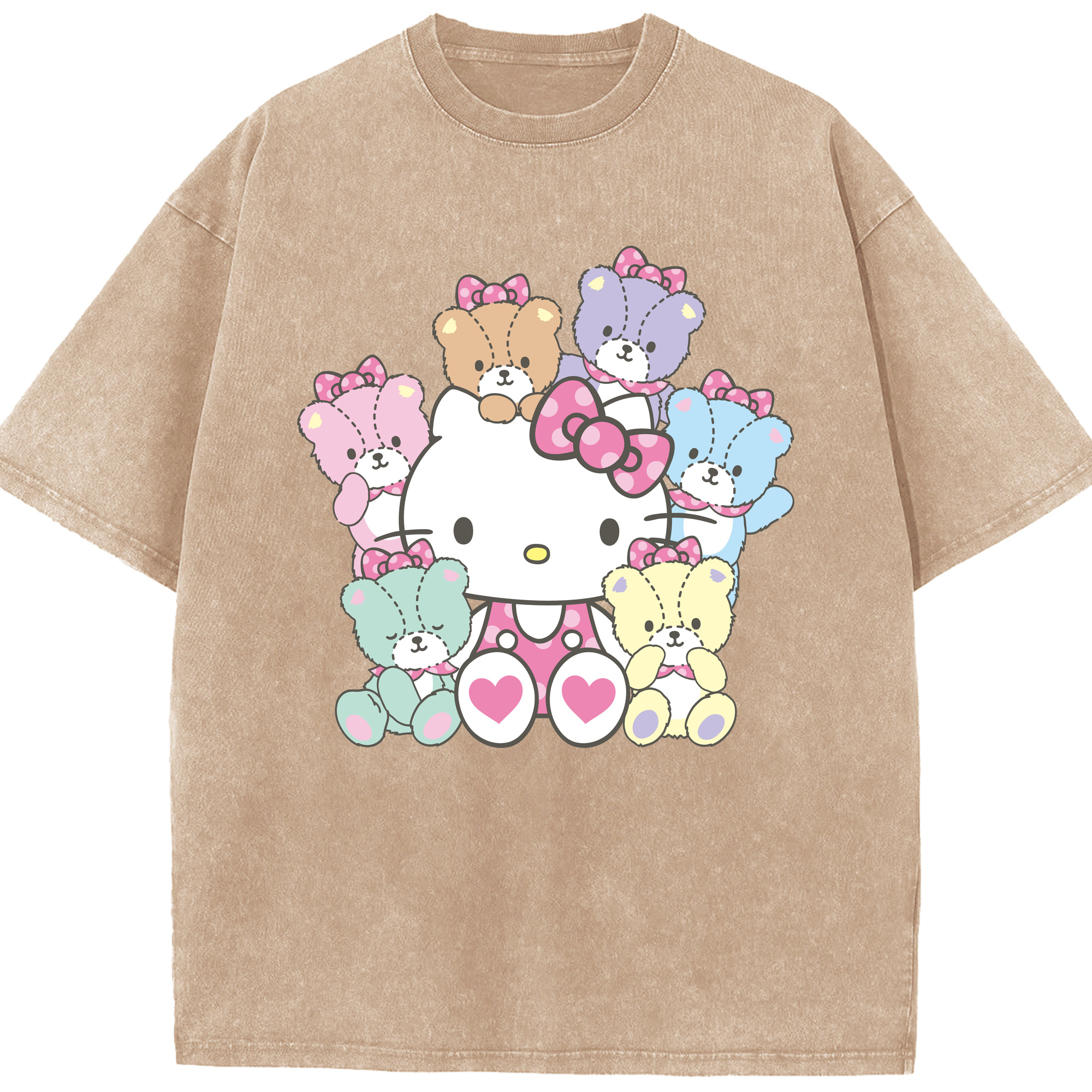 （画像用） Hello Kitty ハローキティ 綿100% ヴィンテージ風 半袖Tシャツ（フロントプリント）