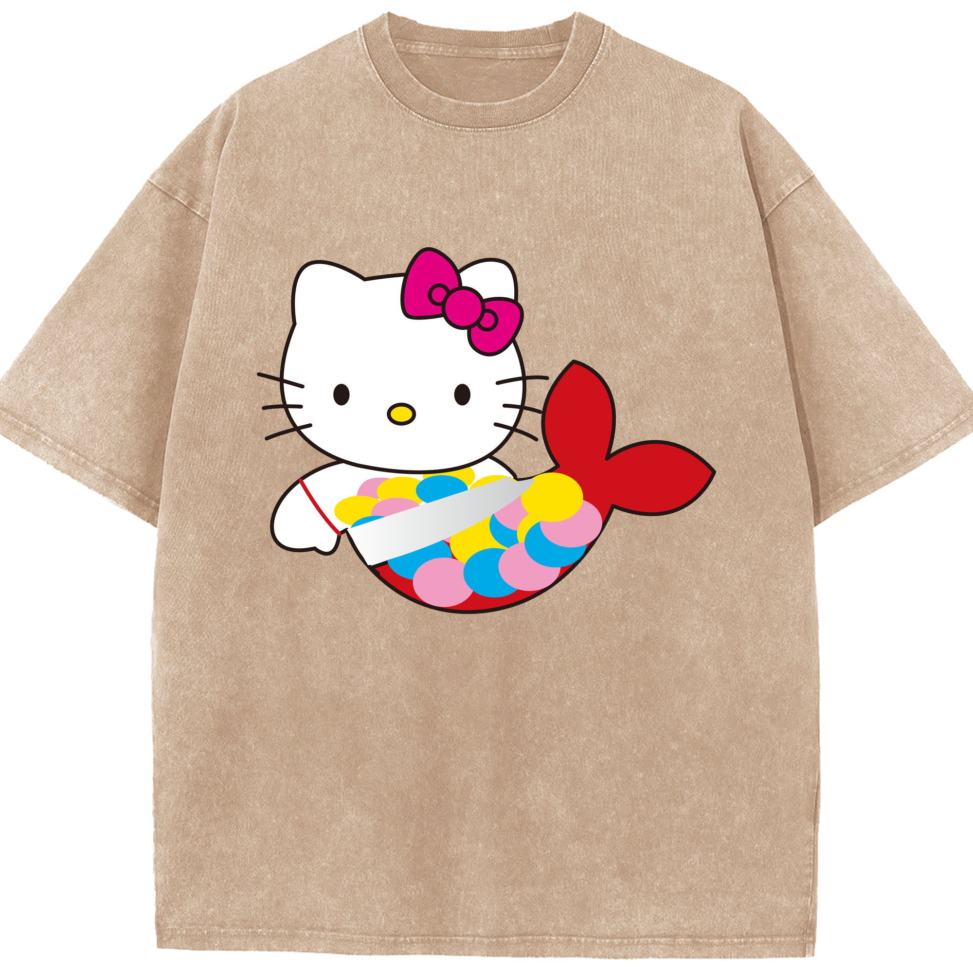 （画像用） Hello Kitty ハローキティ 綿100% ヴィンテージ風 半袖Tシャツ（フロントプリント）