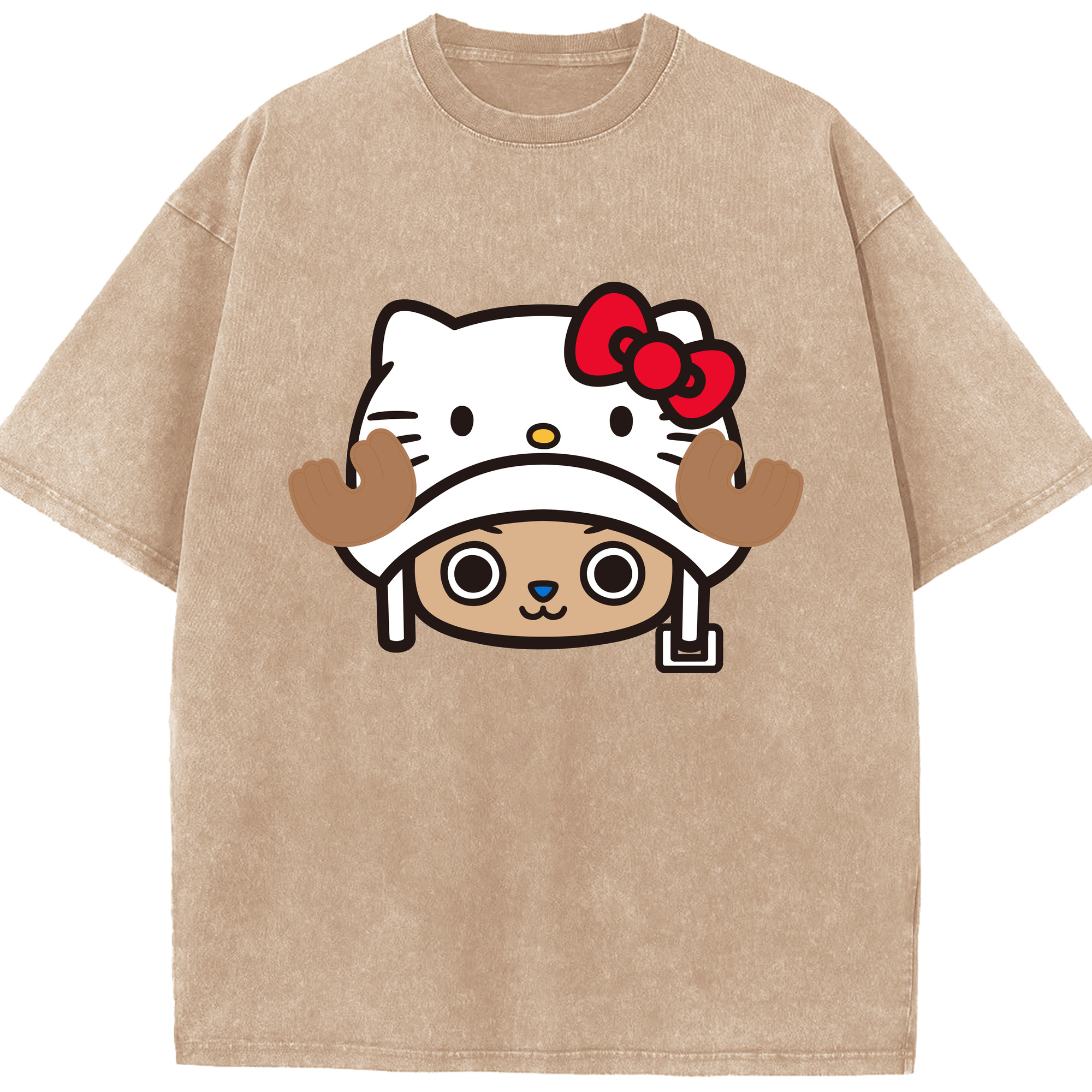 （画像用） Hello Kitty ハローキティ 綿100% ヴィンテージ風 半袖Tシャツ（フロントプリント）
