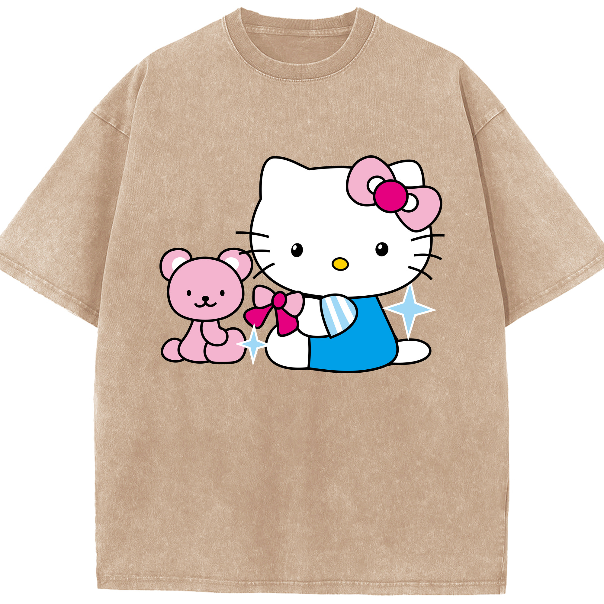 （画像用） Hello Kitty ハローキティ 綿100% ヴィンテージ風 半袖Tシャツ（フロントプリント）
