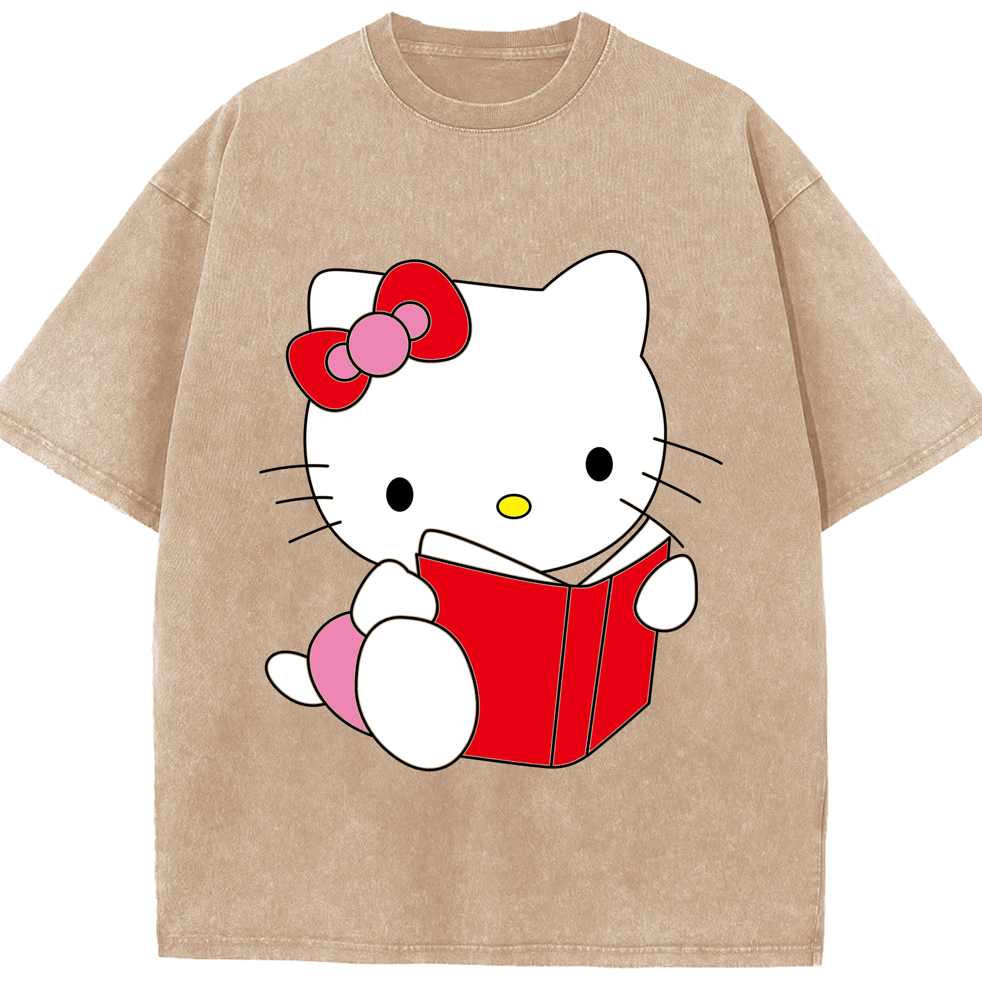 （画像用） Hello Kitty ハローキティ 綿100% ヴィンテージ風 半袖Tシャツ（フロントプリント）