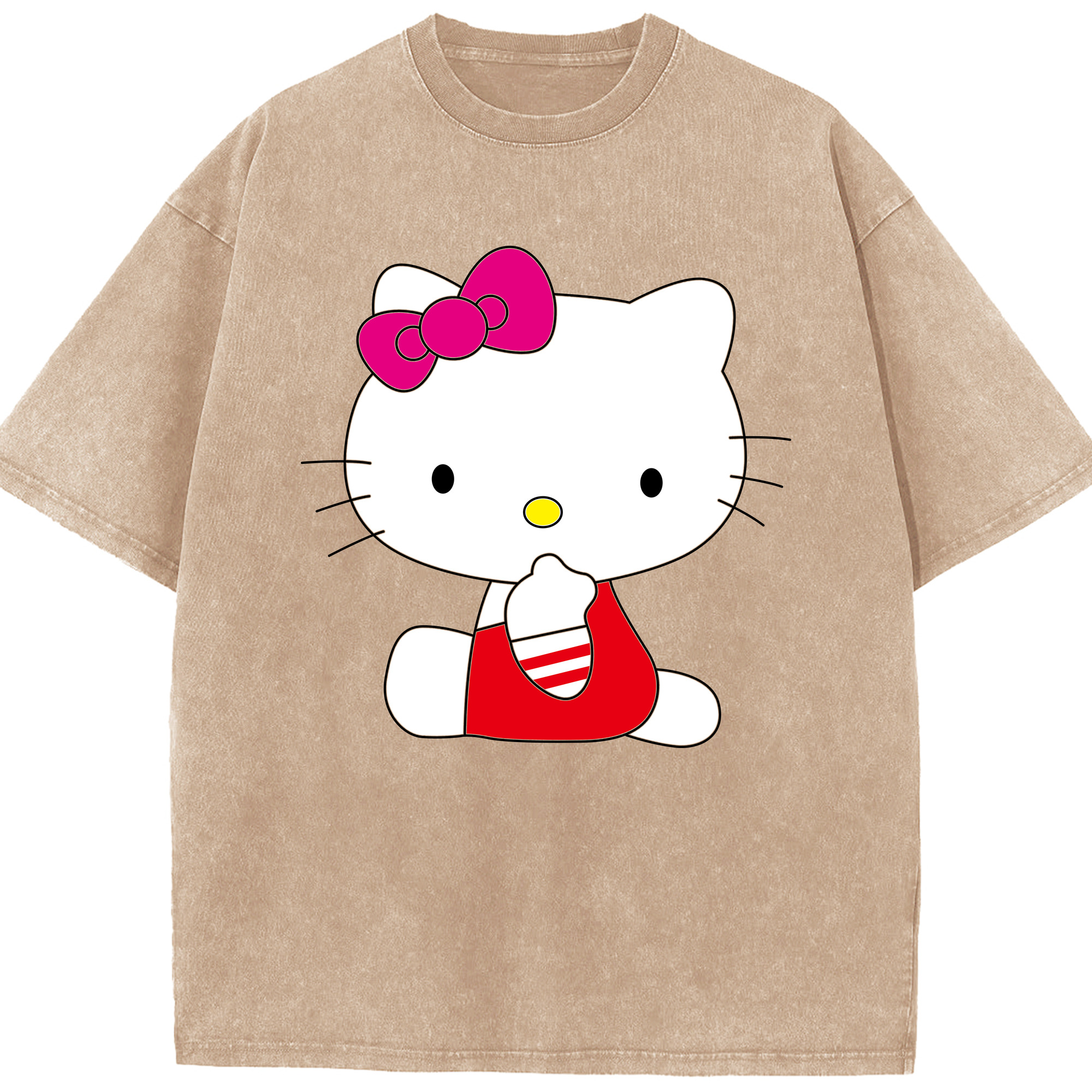 （画像用） Hello Kitty ハローキティ 綿100% ヴィンテージ風 半袖Tシャツ（フロントプリント）