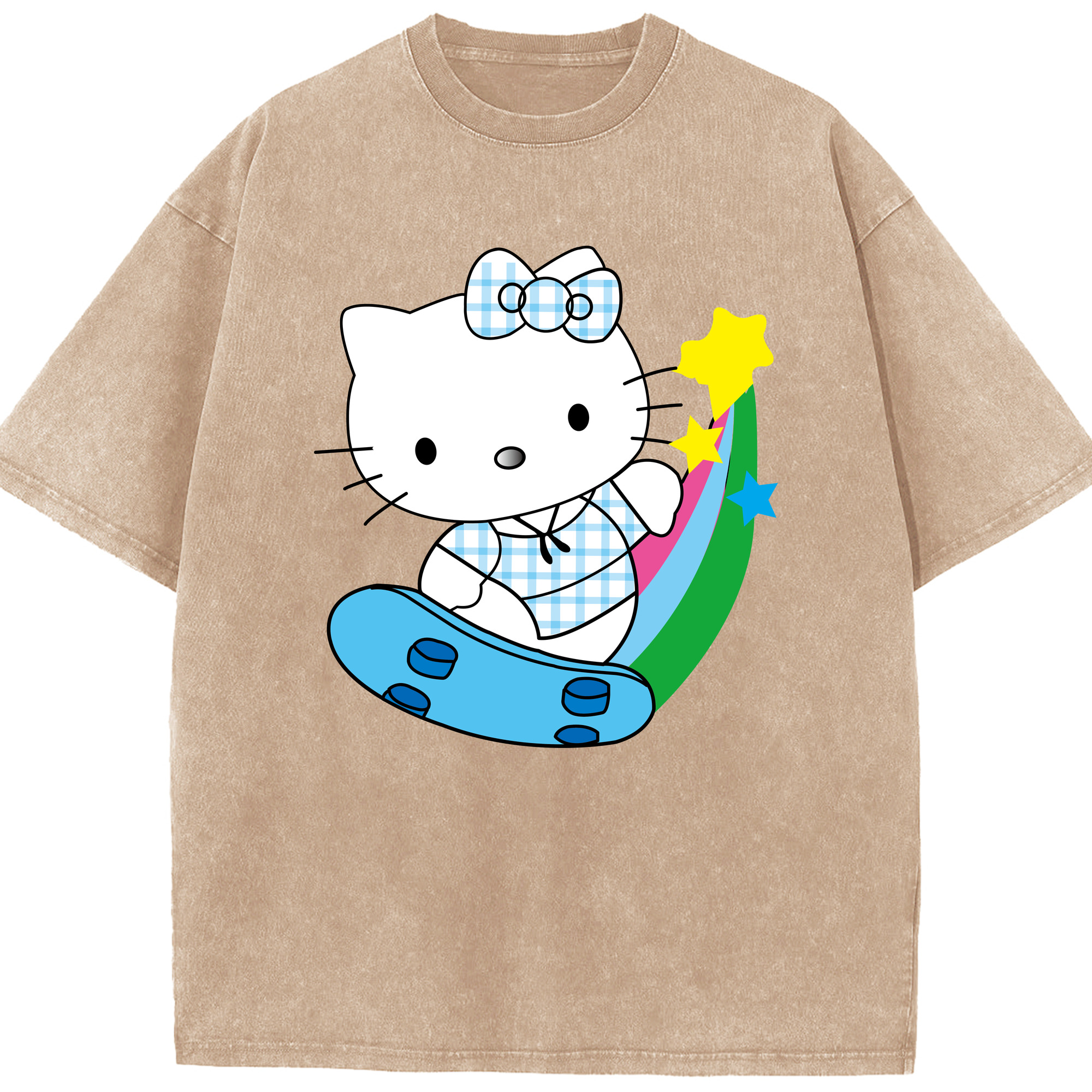 （画像用） Hello Kitty ハローキティ 綿100% ヴィンテージ風 半袖Tシャツ（フロントプリント）