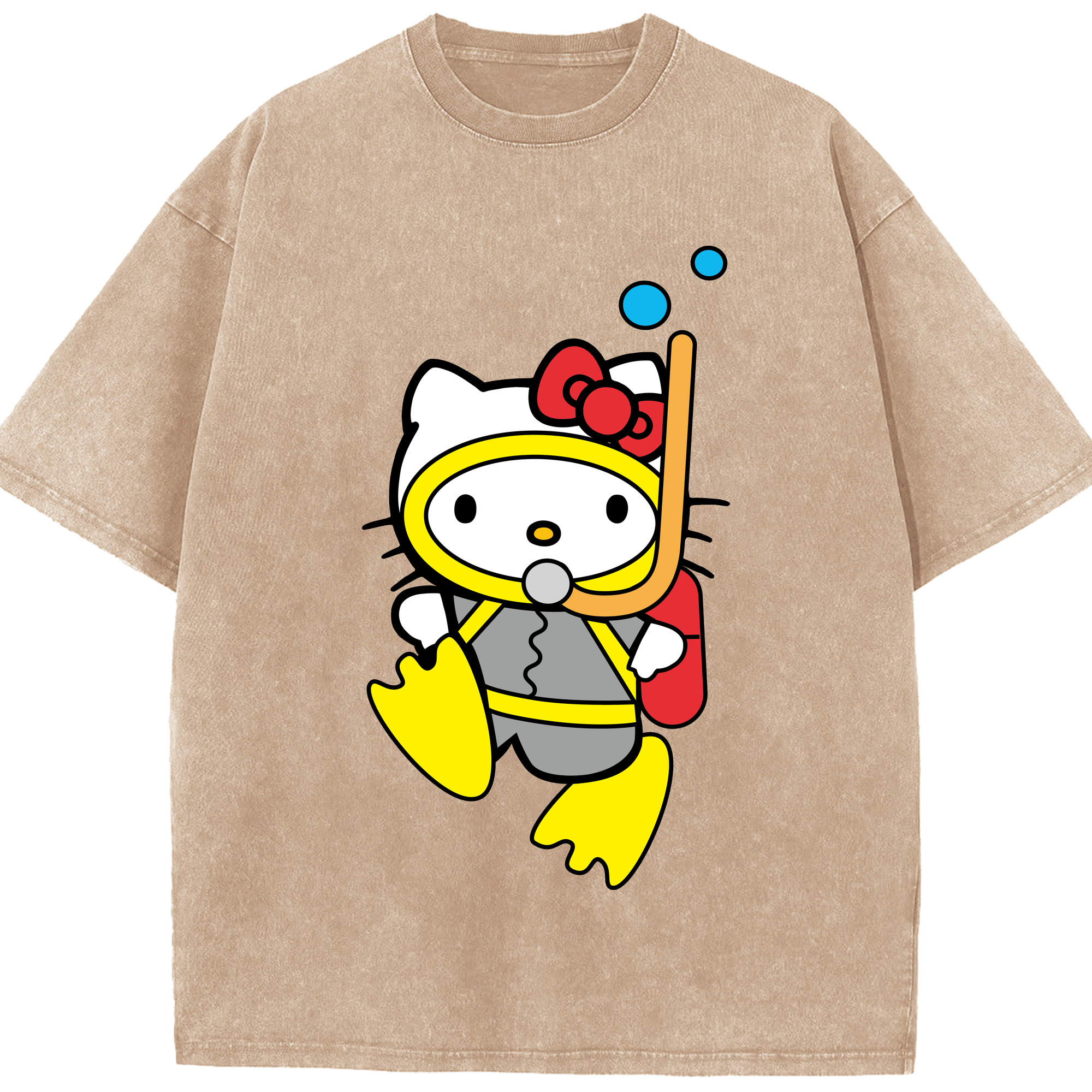 （画像用） Hello Kitty ハローキティ 綿100% ヴィンテージ風 半袖Tシャツ（フロントプリント）