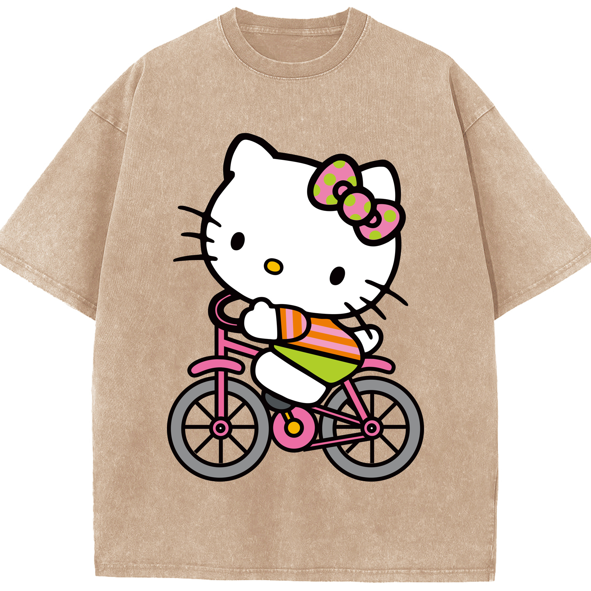 （画像用） Hello Kitty ハローキティ 綿100% ヴィンテージ風 半袖Tシャツ（フロントプリント）