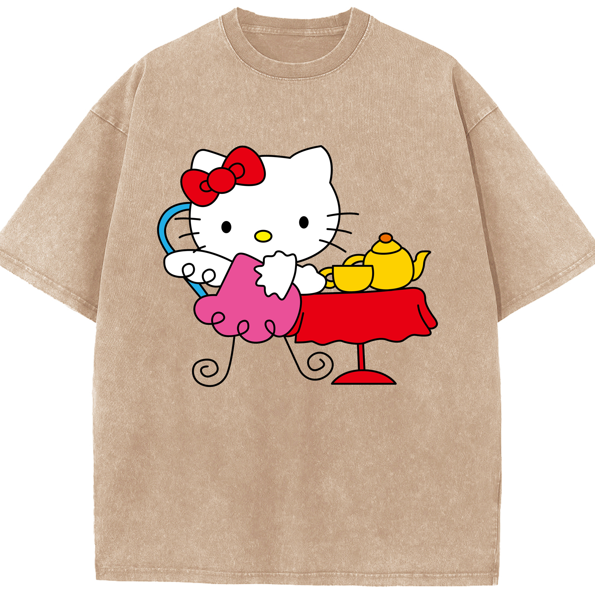 （画像用） Hello Kitty ハローキティ 綿100% ヴィンテージ風 半袖Tシャツ（フロントプリント）