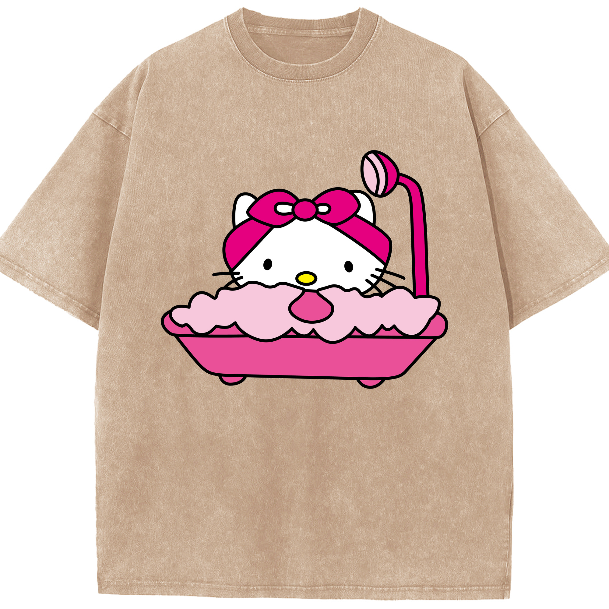 （画像用） Hello Kitty ハローキティ 綿100% ヴィンテージ風 半袖Tシャツ（フロントプリント）