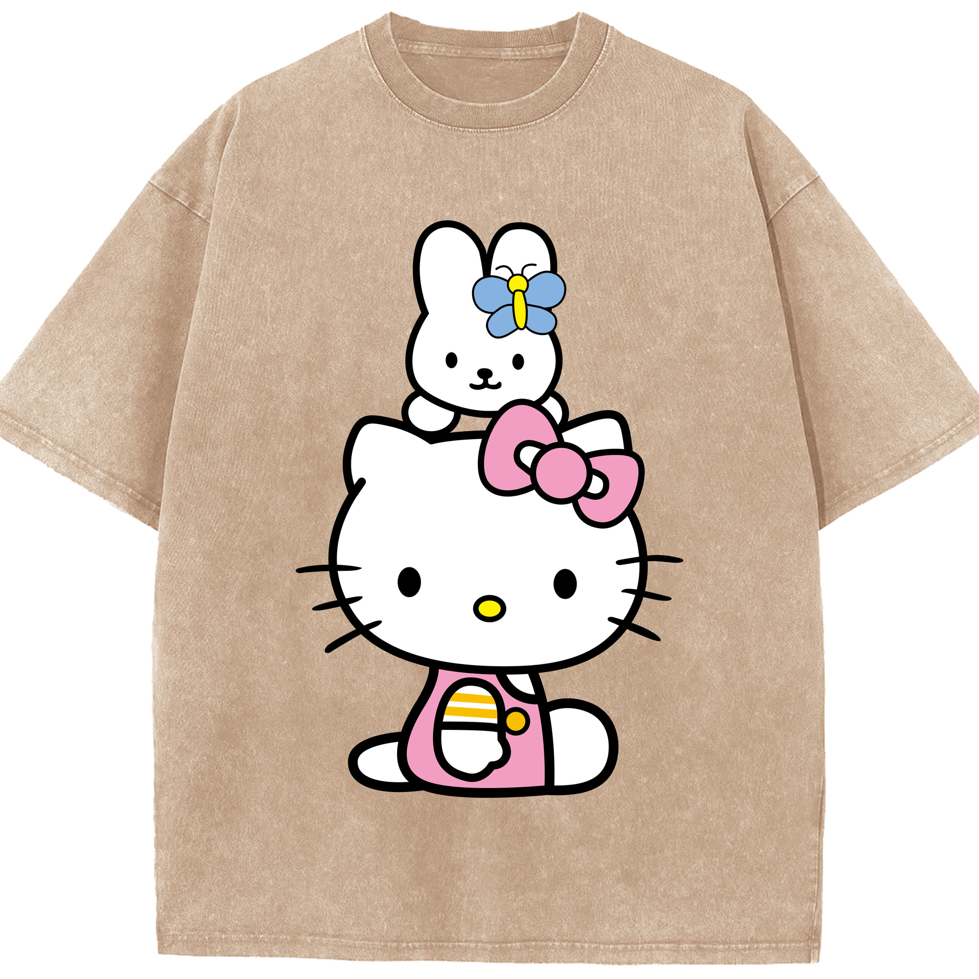 （画像用） Hello Kitty ハローキティ 綿100% ヴィンテージ風 半袖Tシャツ（フロントプリント）