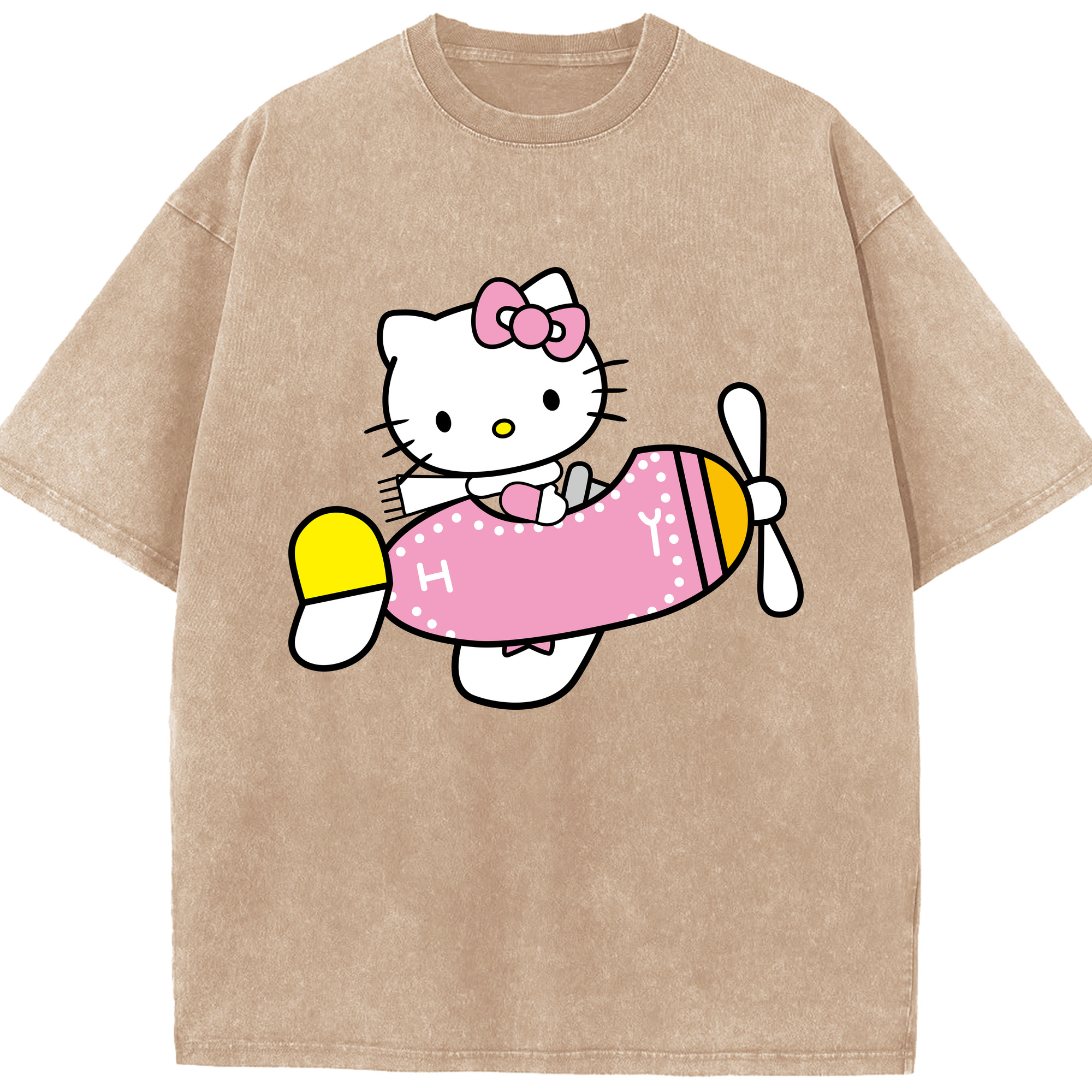 （画像用） Hello Kitty ハローキティ 綿100% ヴィンテージ風 半袖Tシャツ（フロントプリント）