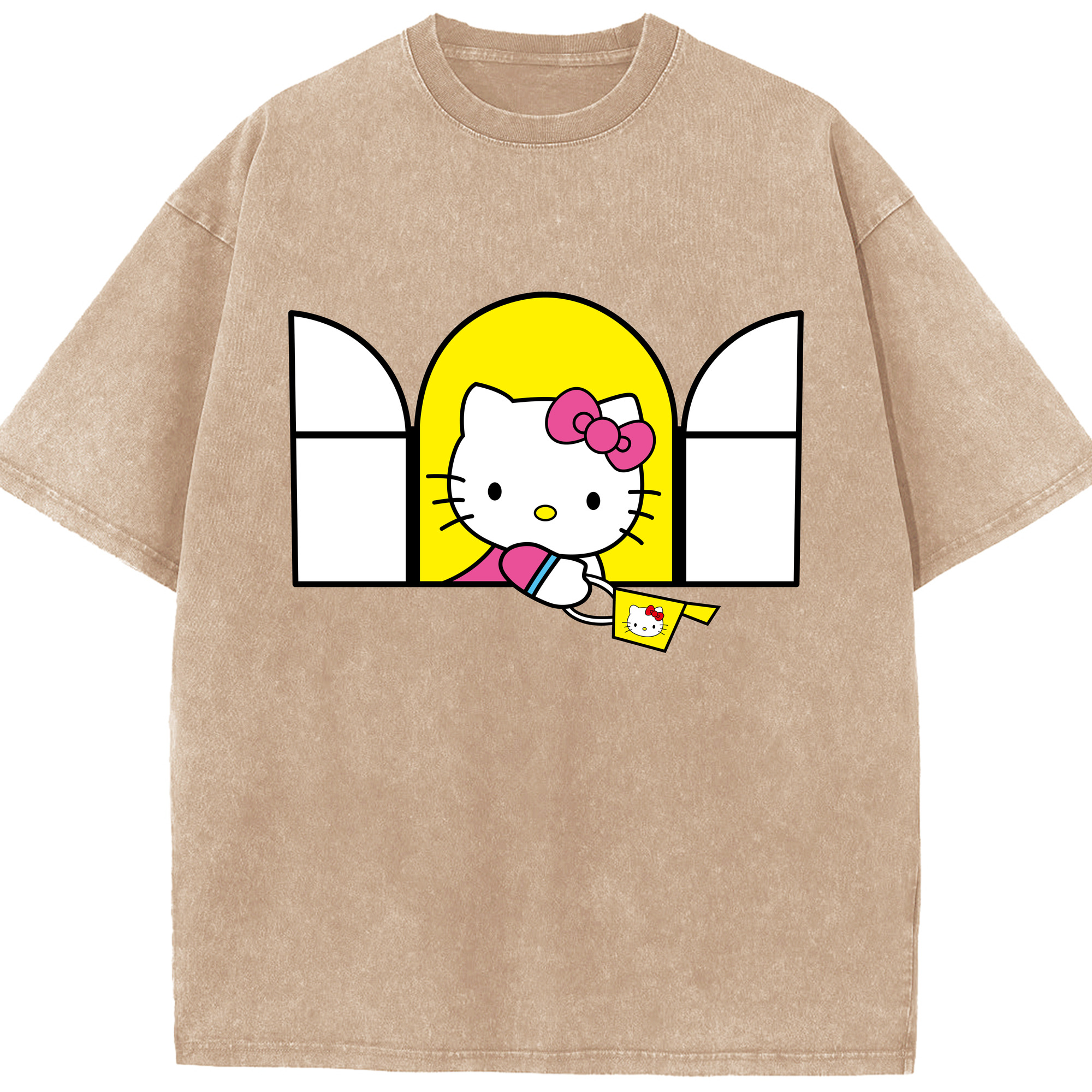 （画像用） Hello Kitty ハローキティ 綿100% ヴィンテージ風 半袖Tシャツ（フロントプリント）