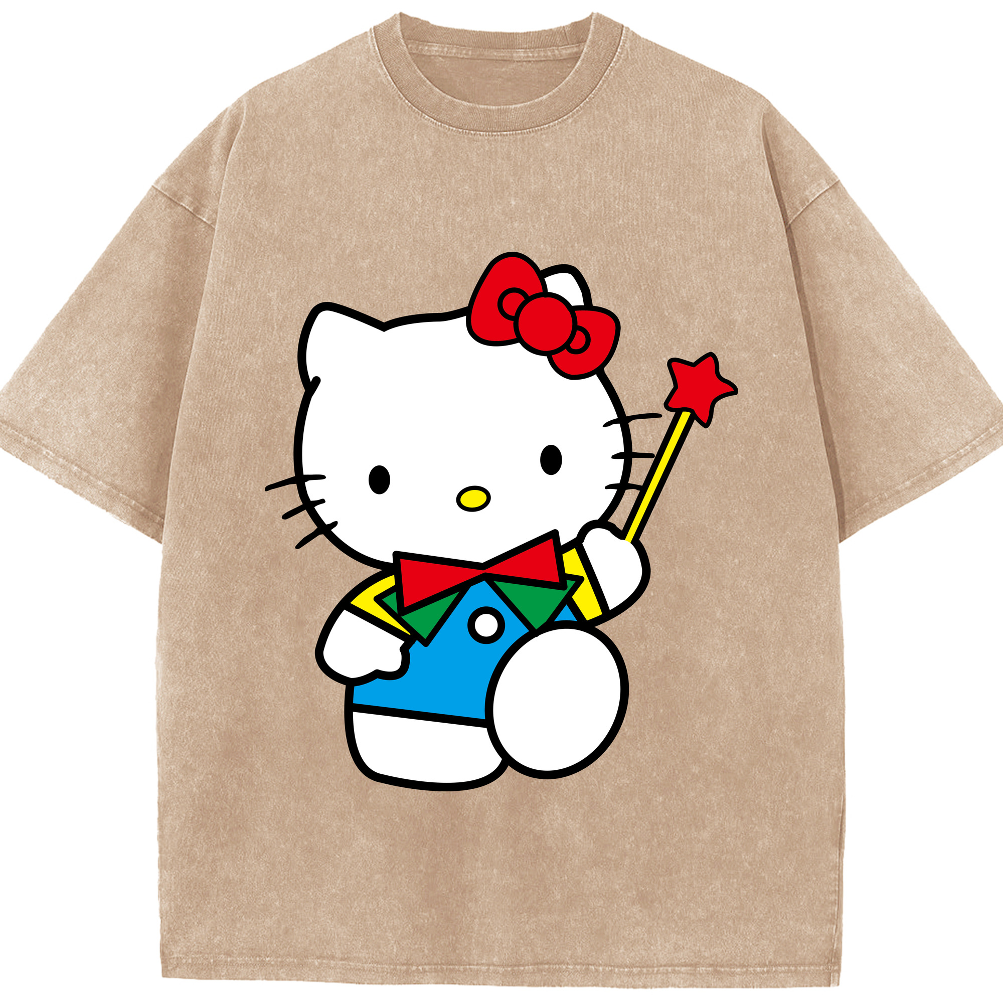 （画像用） Hello Kitty ハローキティ 綿100% ヴィンテージ風 半袖Tシャツ（フロントプリント）