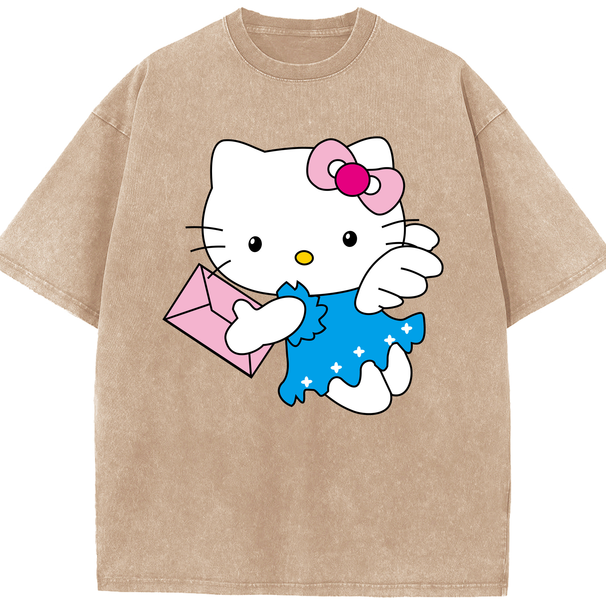 （画像用） Hello Kitty ハローキティ 綿100% ヴィンテージ風 半袖Tシャツ（フロントプリント）