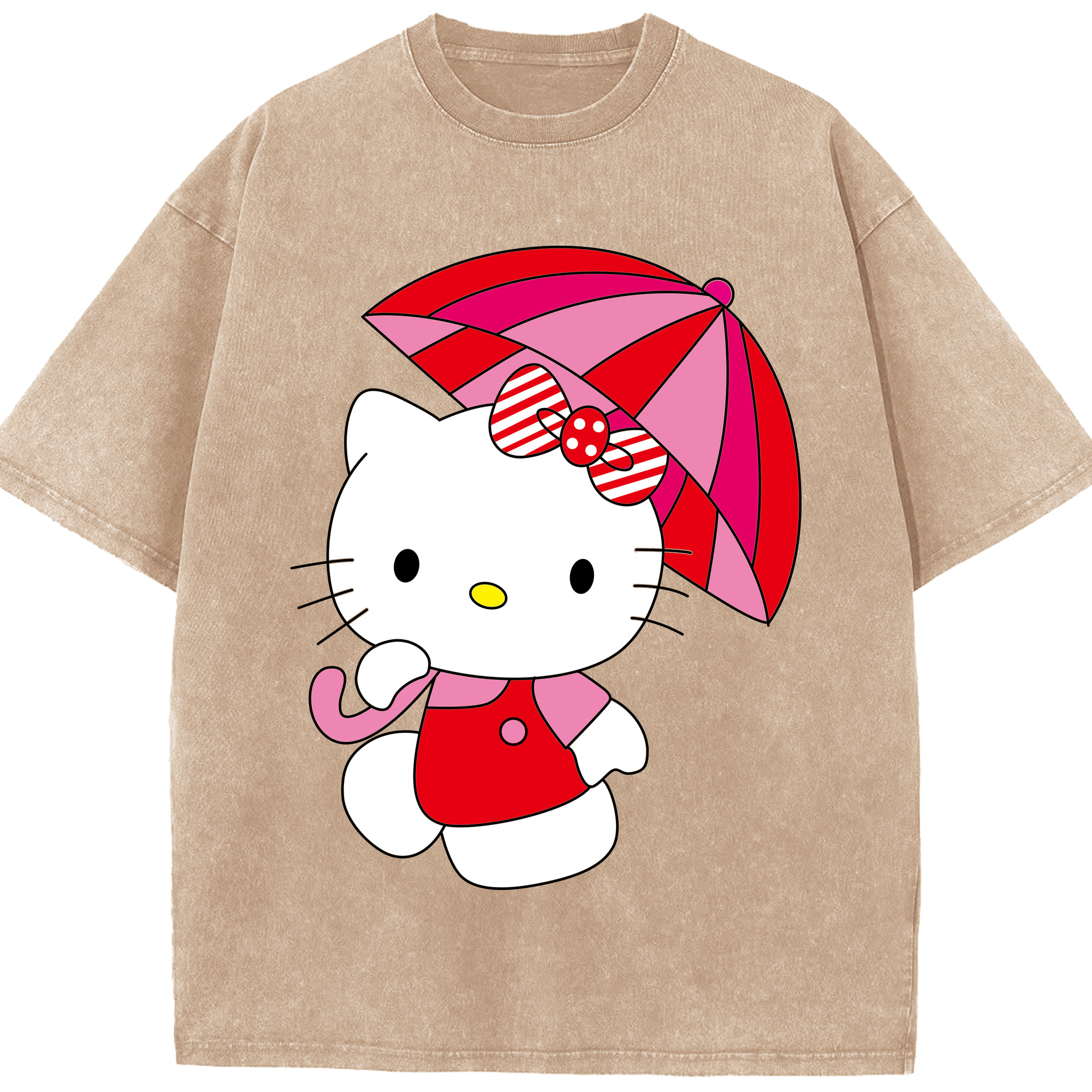 （画像用） Hello Kitty ハローキティ 綿100% ヴィンテージ風 半袖Tシャツ（フロントプリント）